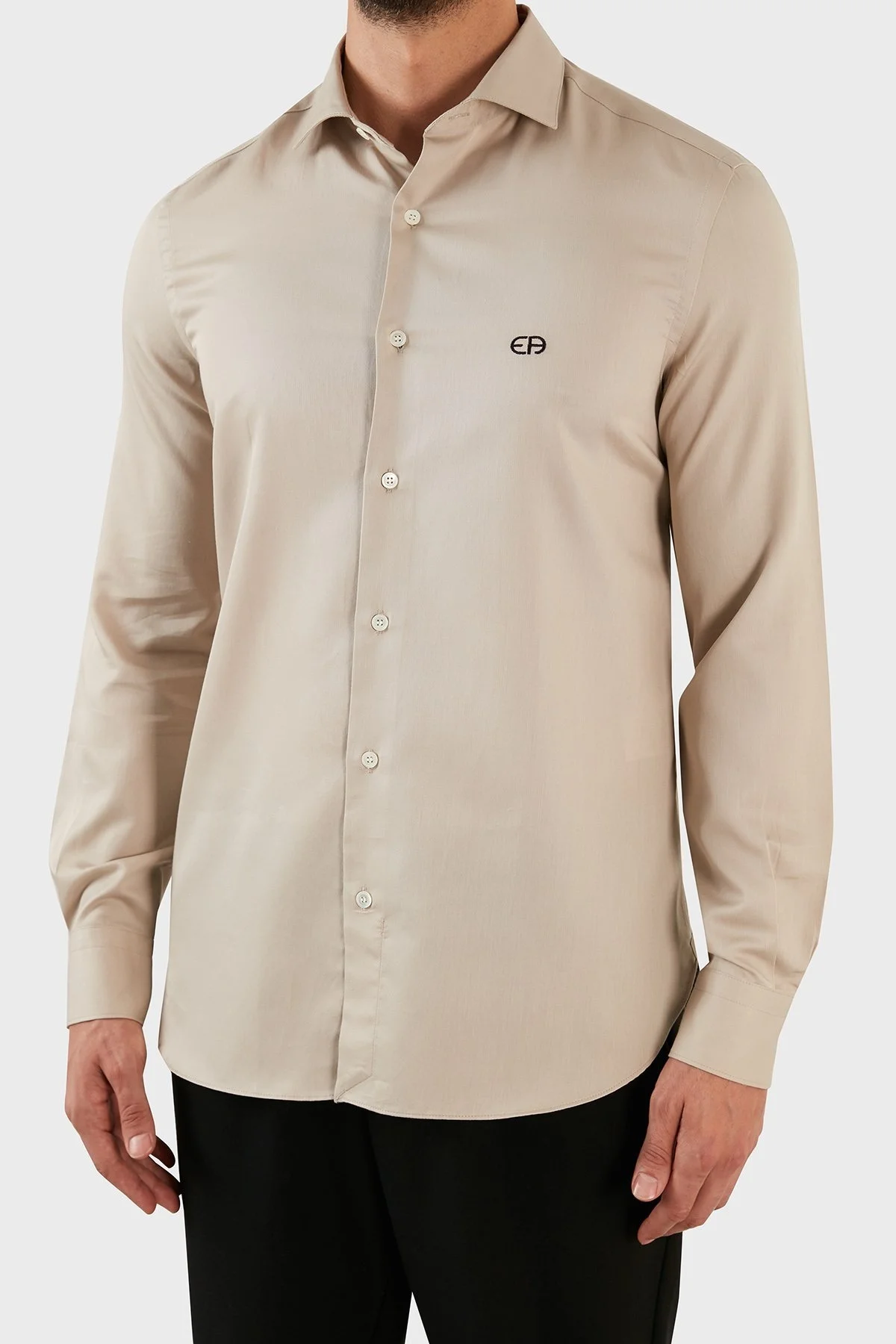 Emporio Armani % 100 Pamuklu Regular Fit Erkek Gömlek 6L1C86 1N8LZ 0135 AÇIK BEJ - 4