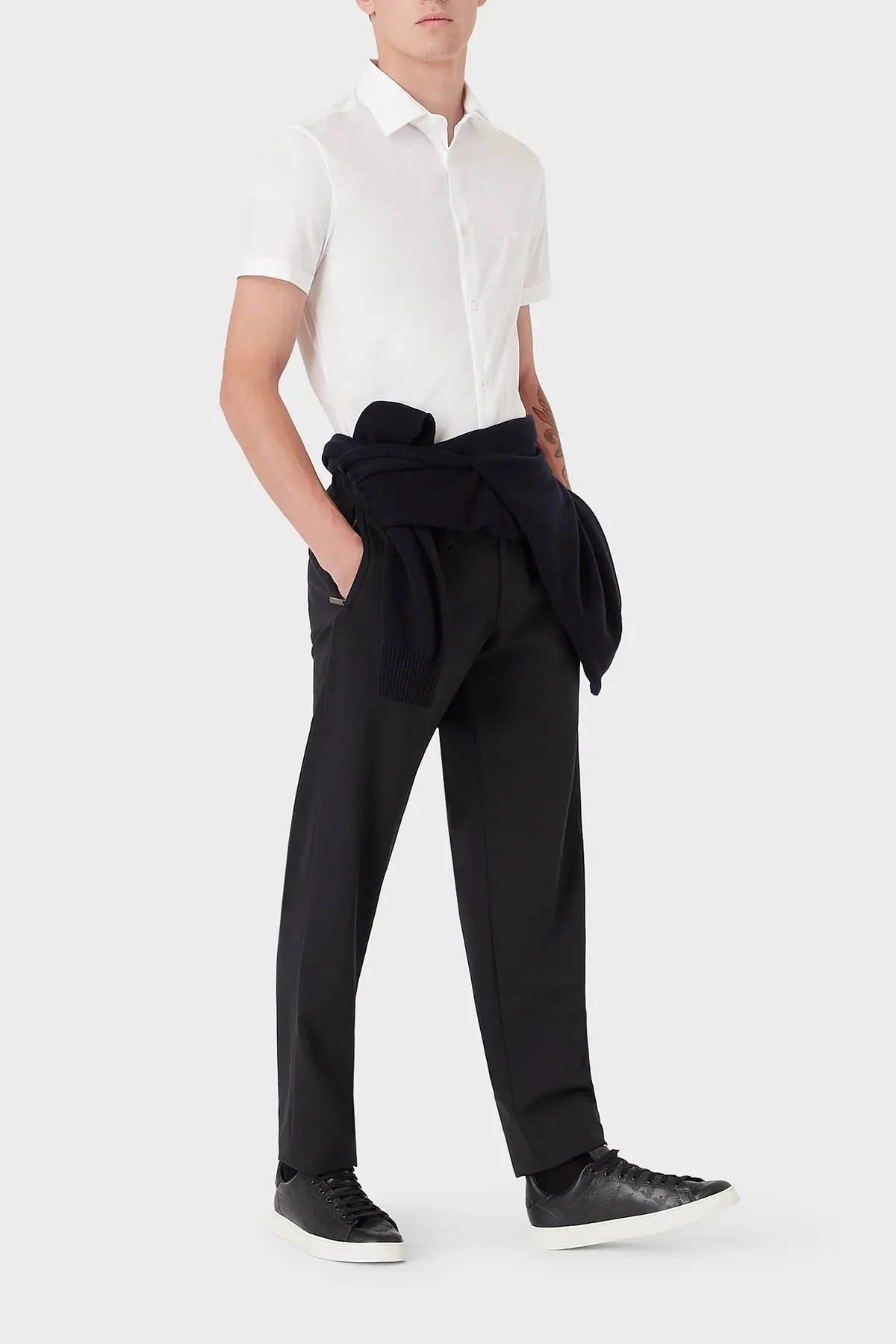 Emporio Armani % 100 Pamuklu Regular Fit Kısa Kollu Erkek Gömlek 8N1C91 1NI9Z 0100 BEYAZ - 3