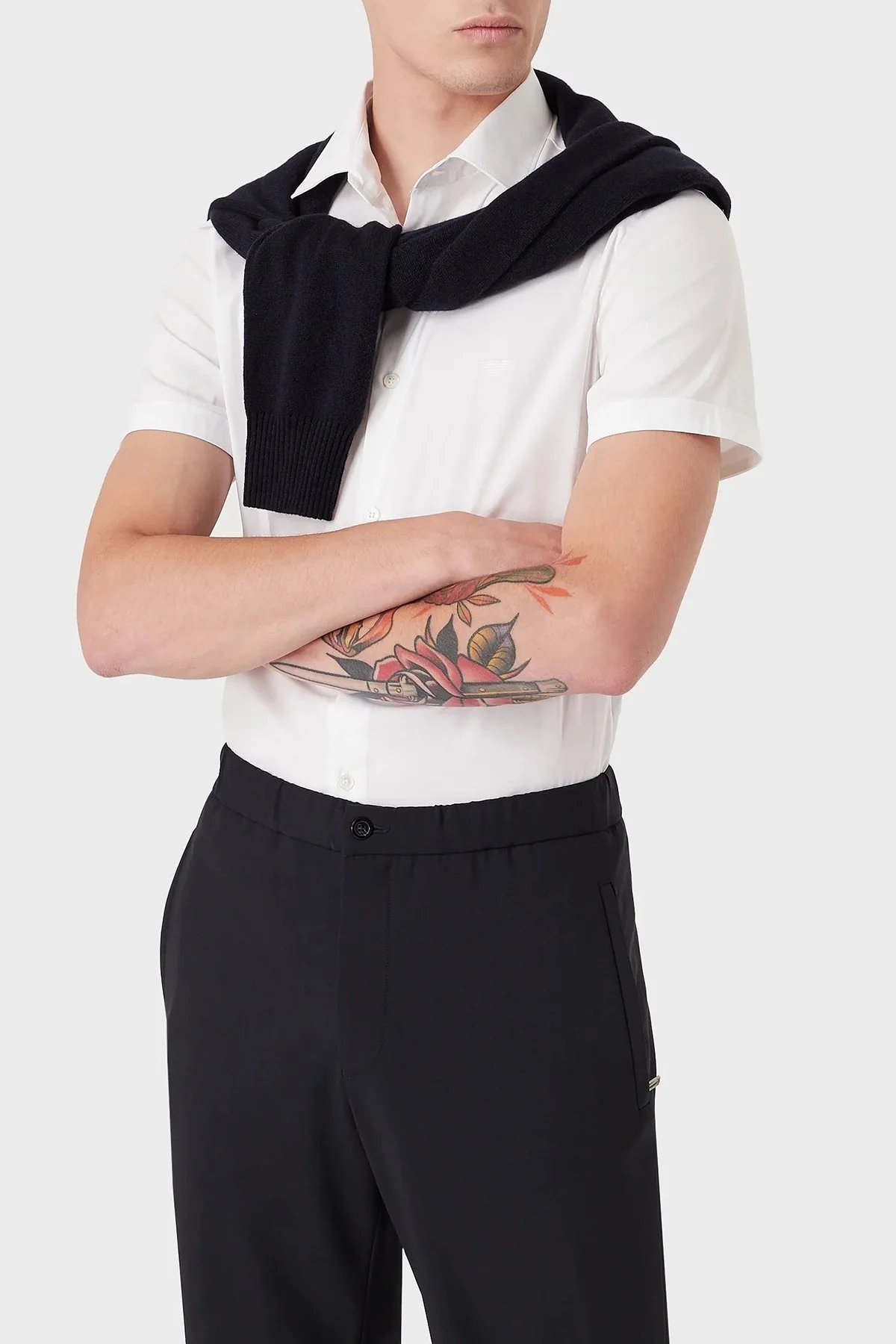 Emporio Armani % 100 Pamuklu Regular Fit Kısa Kollu Erkek Gömlek 8N1C91 1NI9Z 0100 BEYAZ - 4