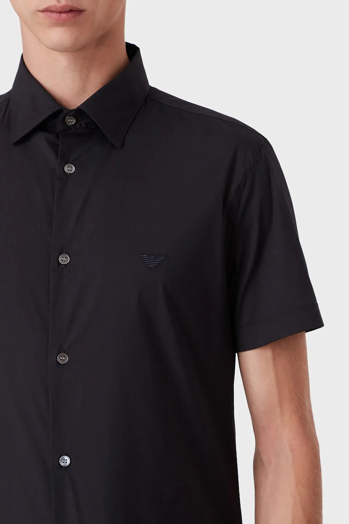Emporio Armani % 100 Pamuklu Regular Fit Kısa Kollu Erkek Gömlek 8N1C91 1NI9Z 0934 SİYAH - 4