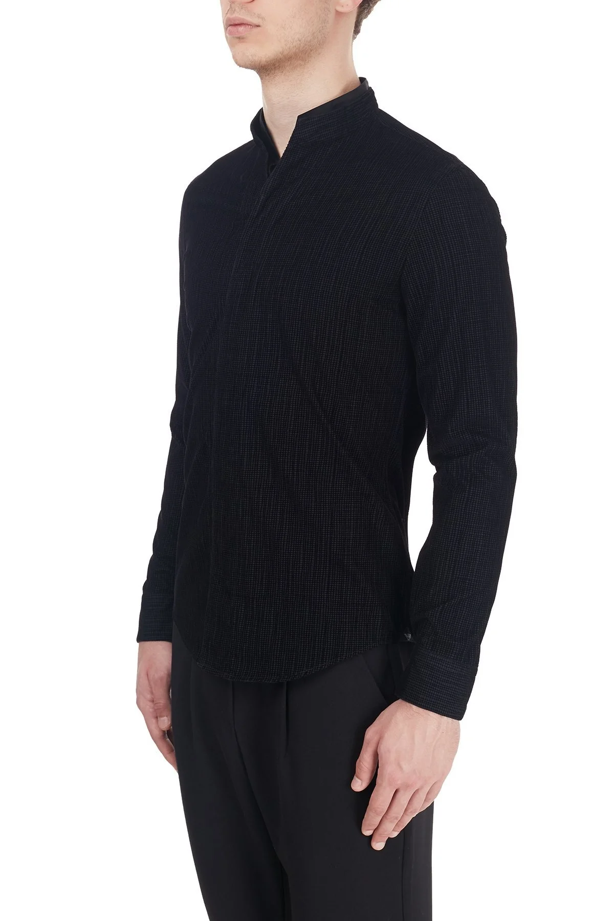 Emporio Armani % 100 Pamuklu Uzun Kol Erkek Gömlek 91SS1T 910F7 041 SİYAH - 3