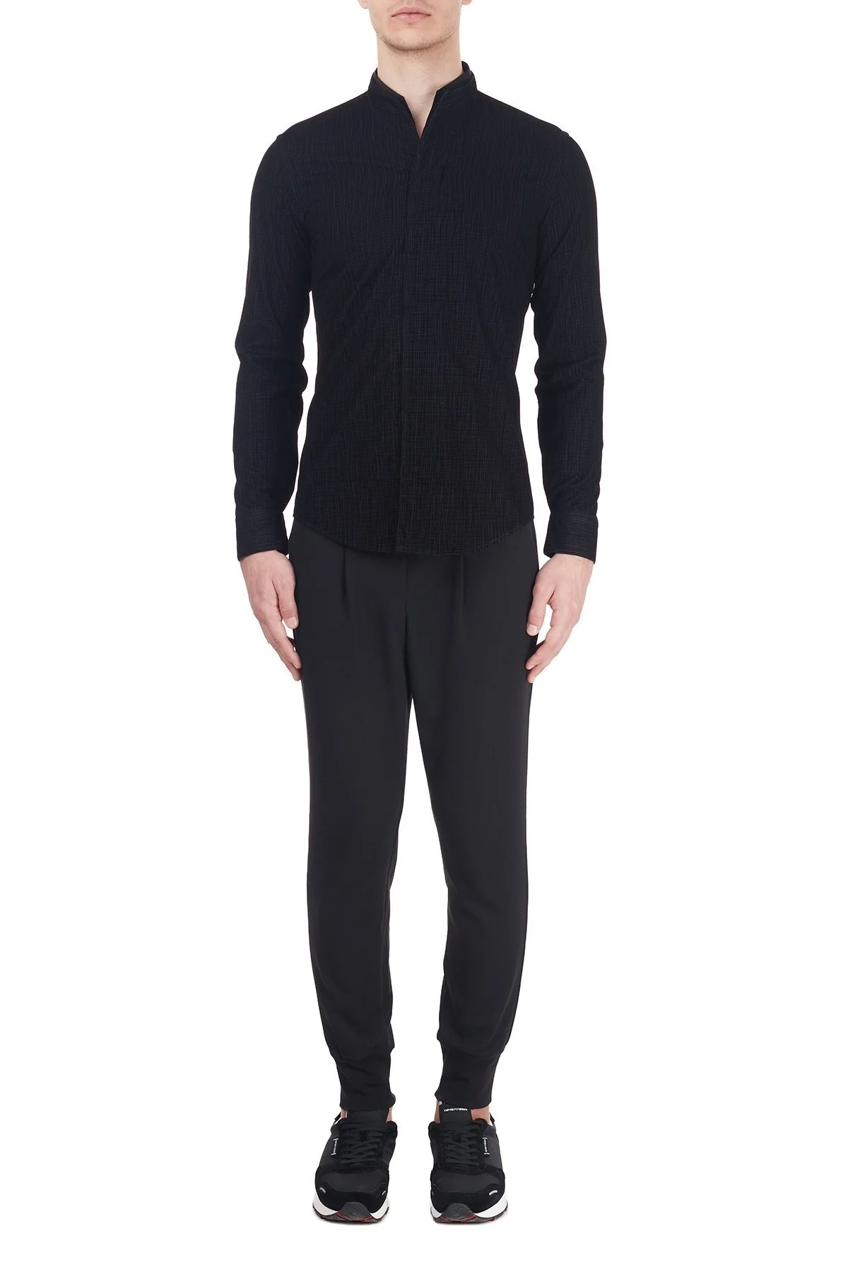 Emporio Armani % 100 Pamuklu Uzun Kol Erkek Gömlek 91SS1T 910F7 041 SİYAH - 5