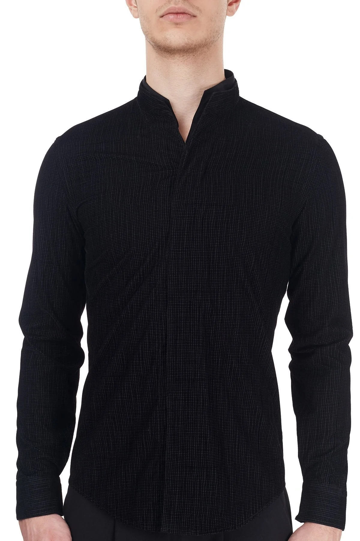 Emporio Armani % 100 Pamuklu Uzun Kol Erkek Gömlek 91SS1T 910F7 041 SİYAH - 6