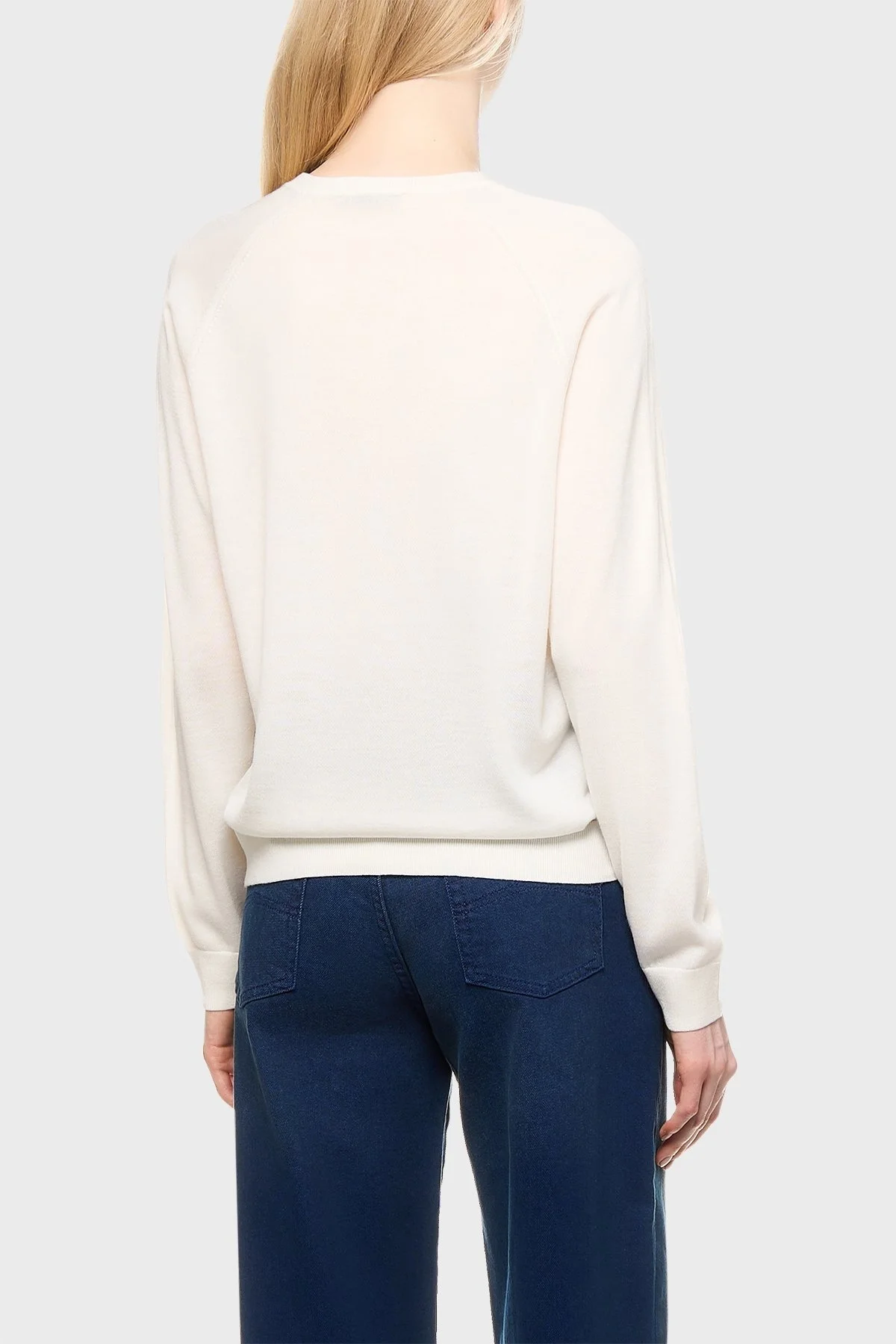 Emporio Armani % 100 Yün Biisklet Yaka Bayan Kazak 6D2MW1 2M15Z F127 EKRU - 7