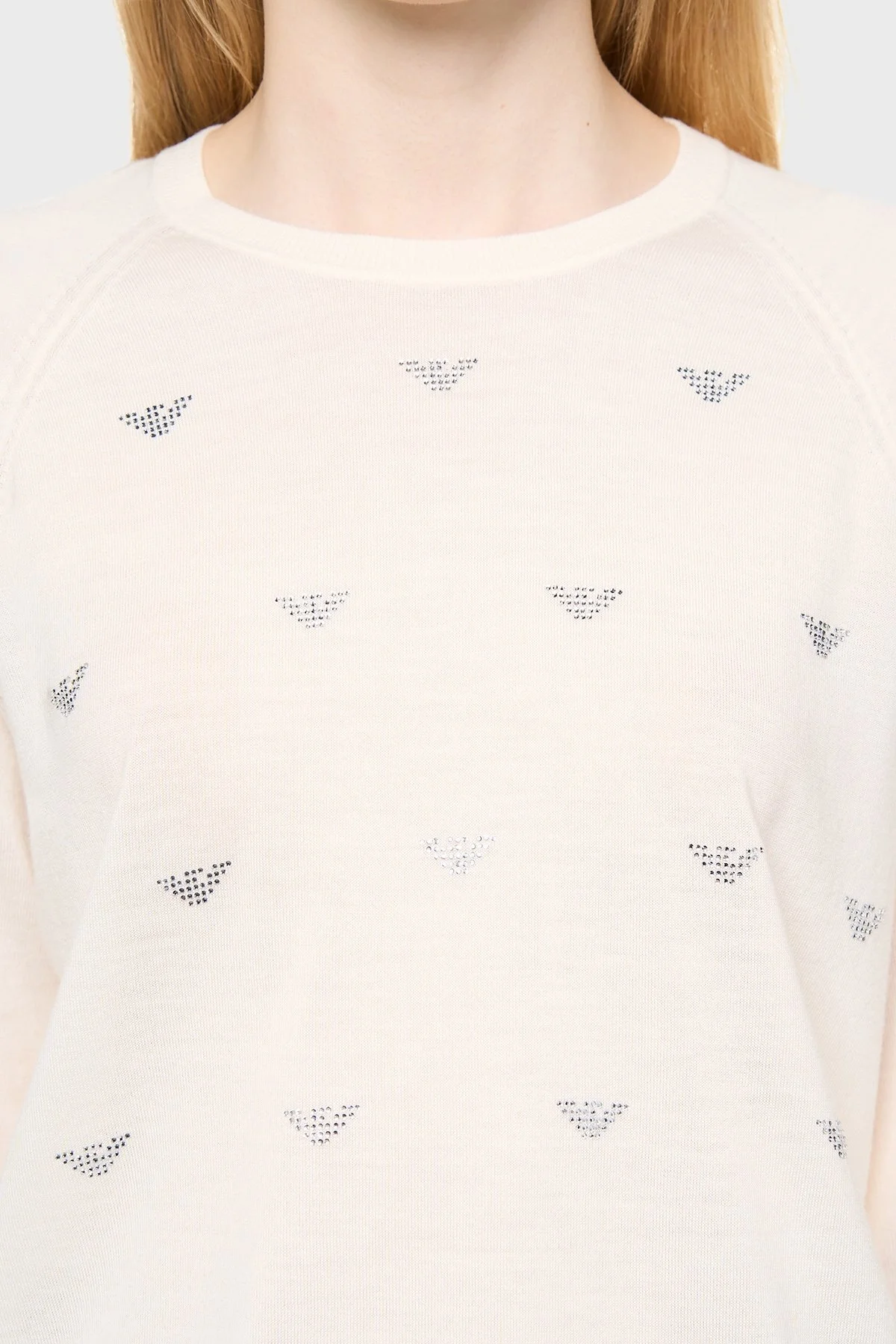 Emporio Armani % 100 Yün Biisklet Yaka Bayan Kazak 6D2MW1 2M15Z F127 EKRU - 8