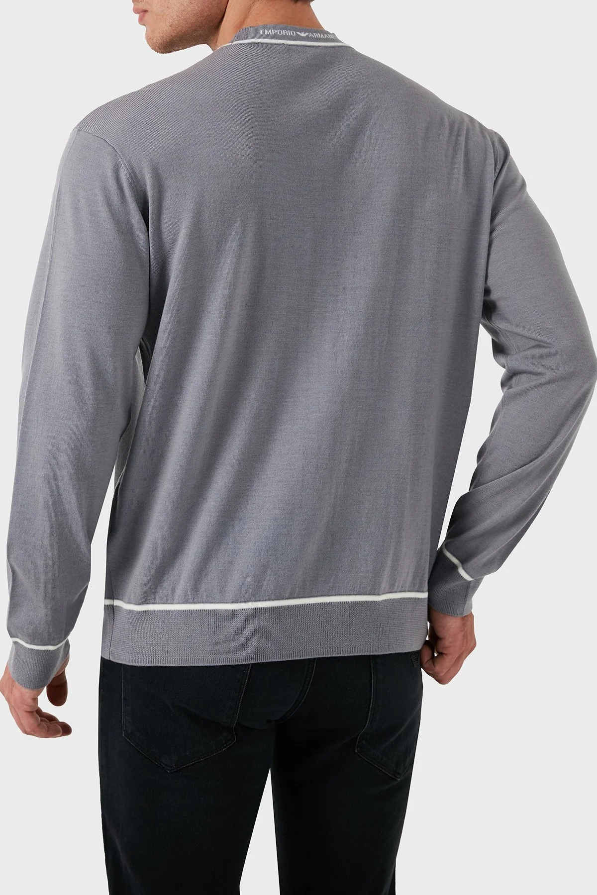 Emporio Armani % 100 Yün Regular Fit Bisiklet Yaka Erkek Kazak 6D1MXH 1MJLZ F625 GRİ - 3