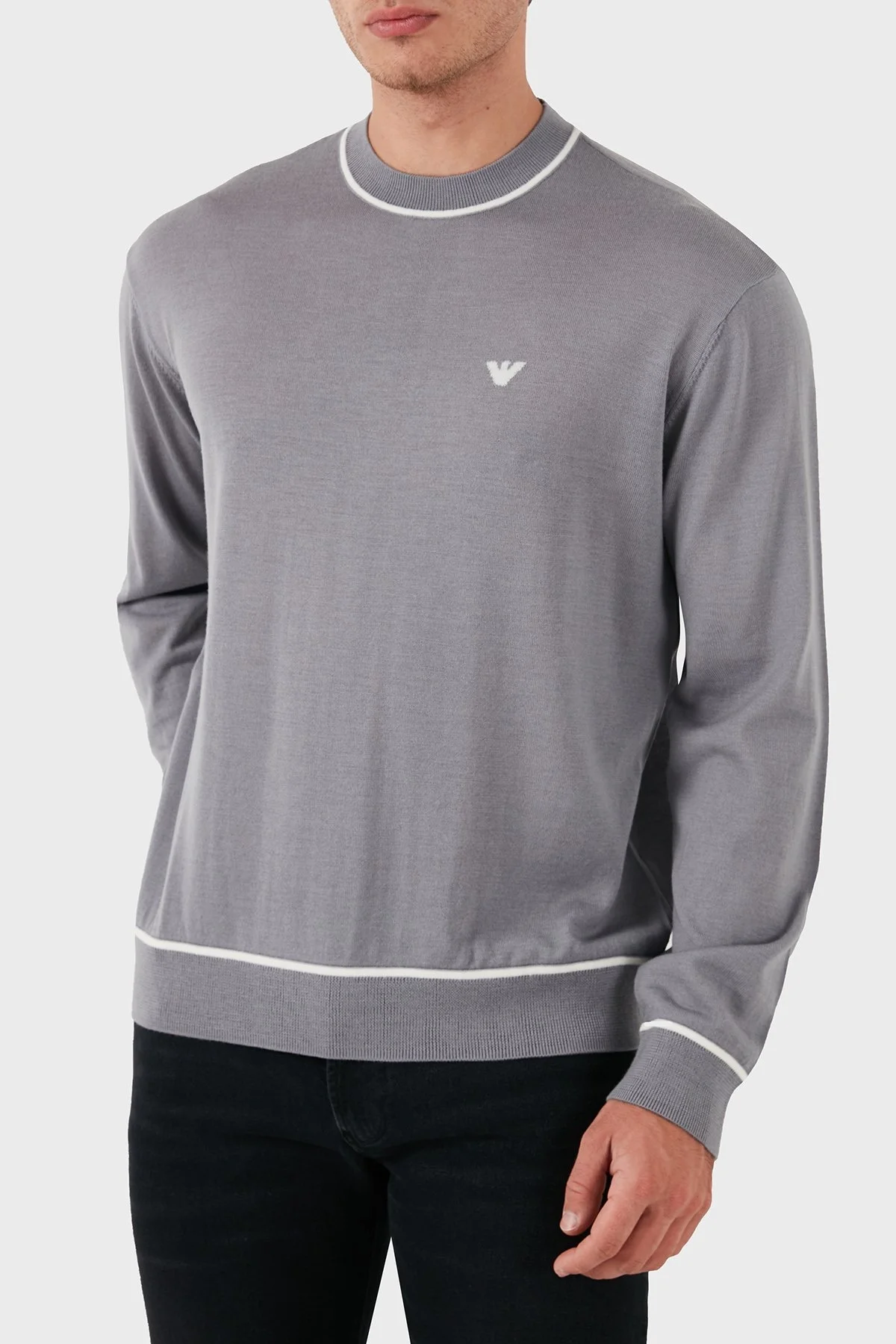 Emporio Armani % 100 Yün Regular Fit Bisiklet Yaka Erkek Kazak 6D1MXH 1MJLZ F625 GRİ - 4