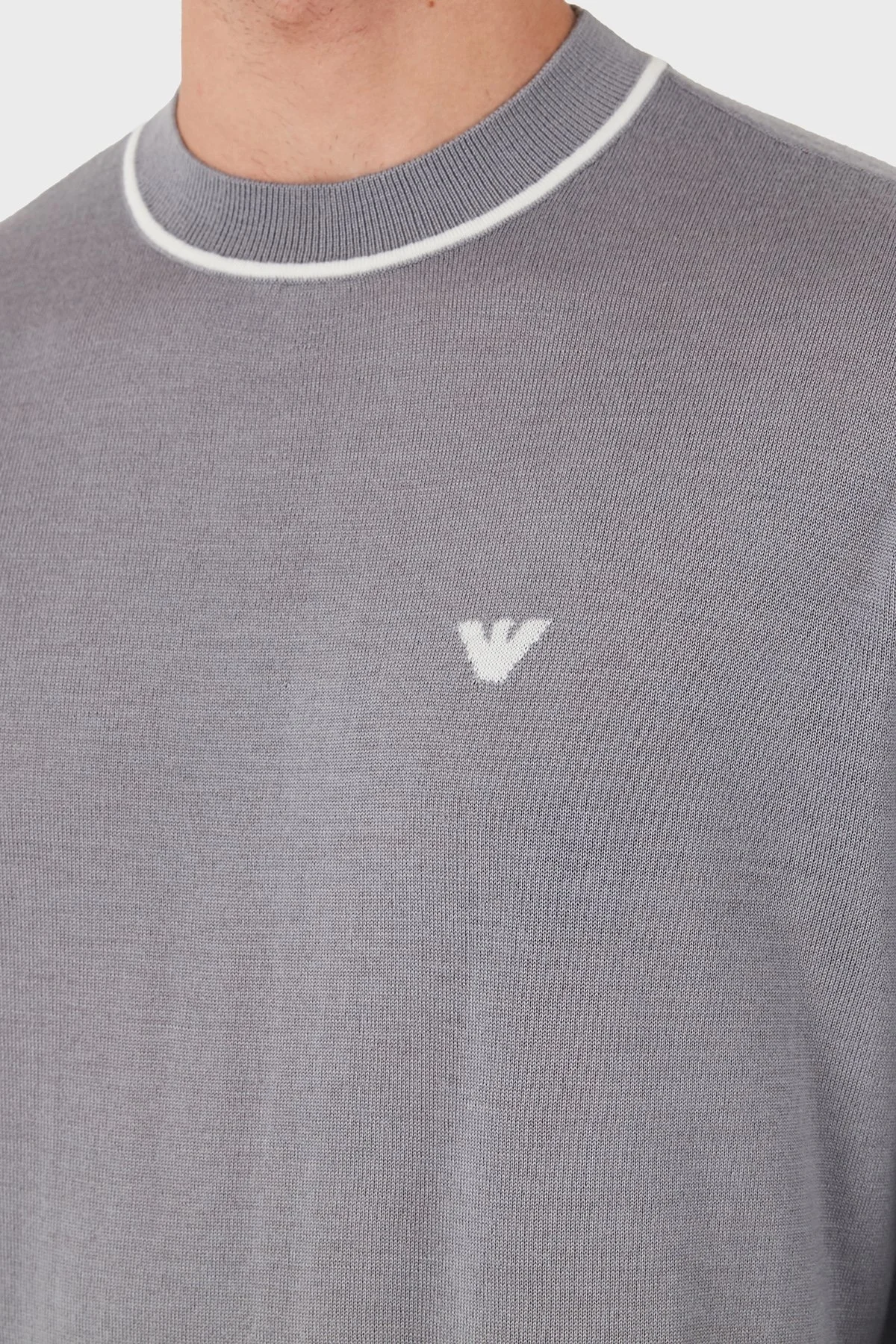 Emporio Armani % 100 Yün Regular Fit Bisiklet Yaka Erkek Kazak 6D1MXH 1MJLZ F625 GRİ - 7