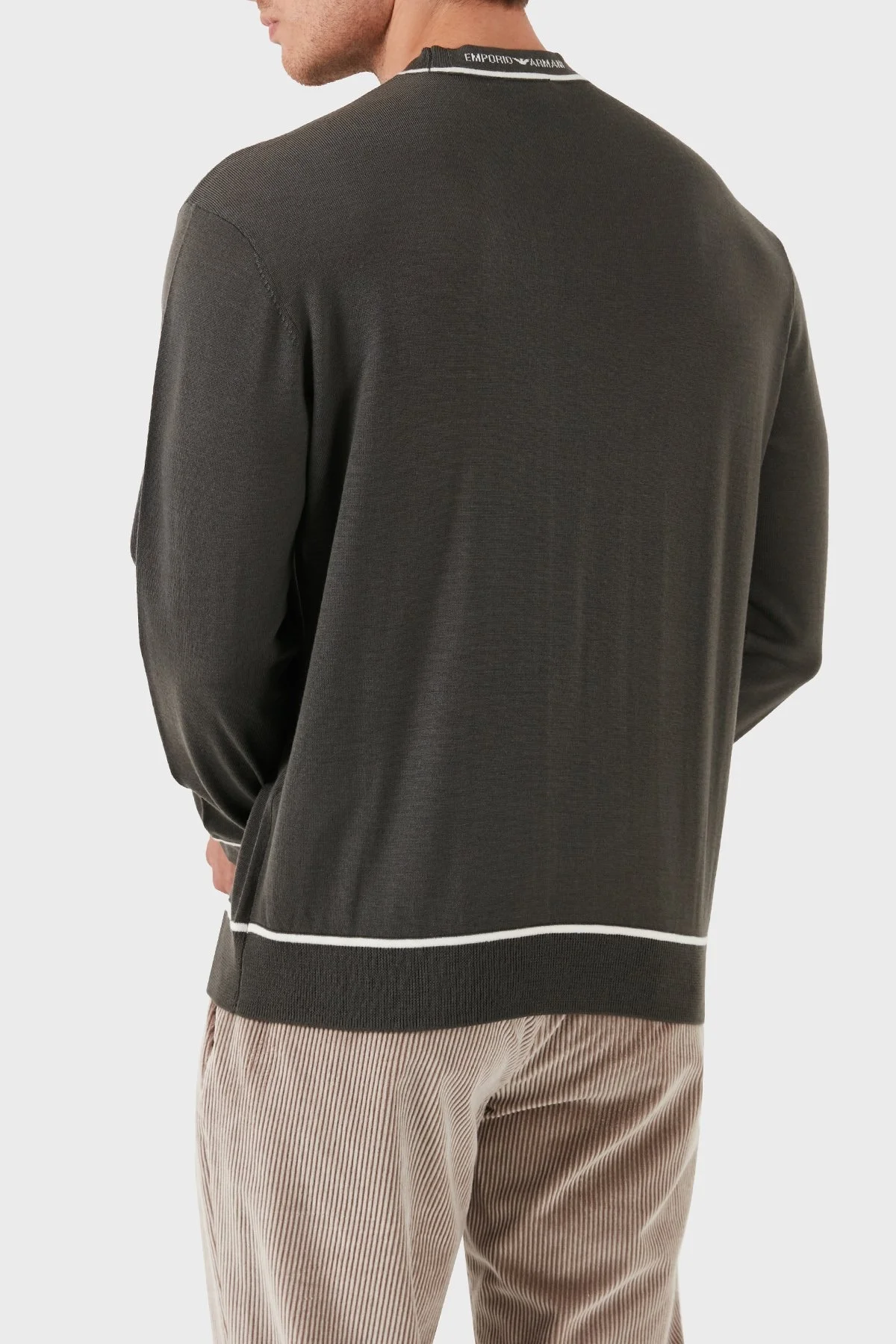 Emporio Armani % 100 Yün Regular Fit Bisiklet Yaka Erkek Kazak 6D1MXH 1MJLZ F626 HAKİ - 3