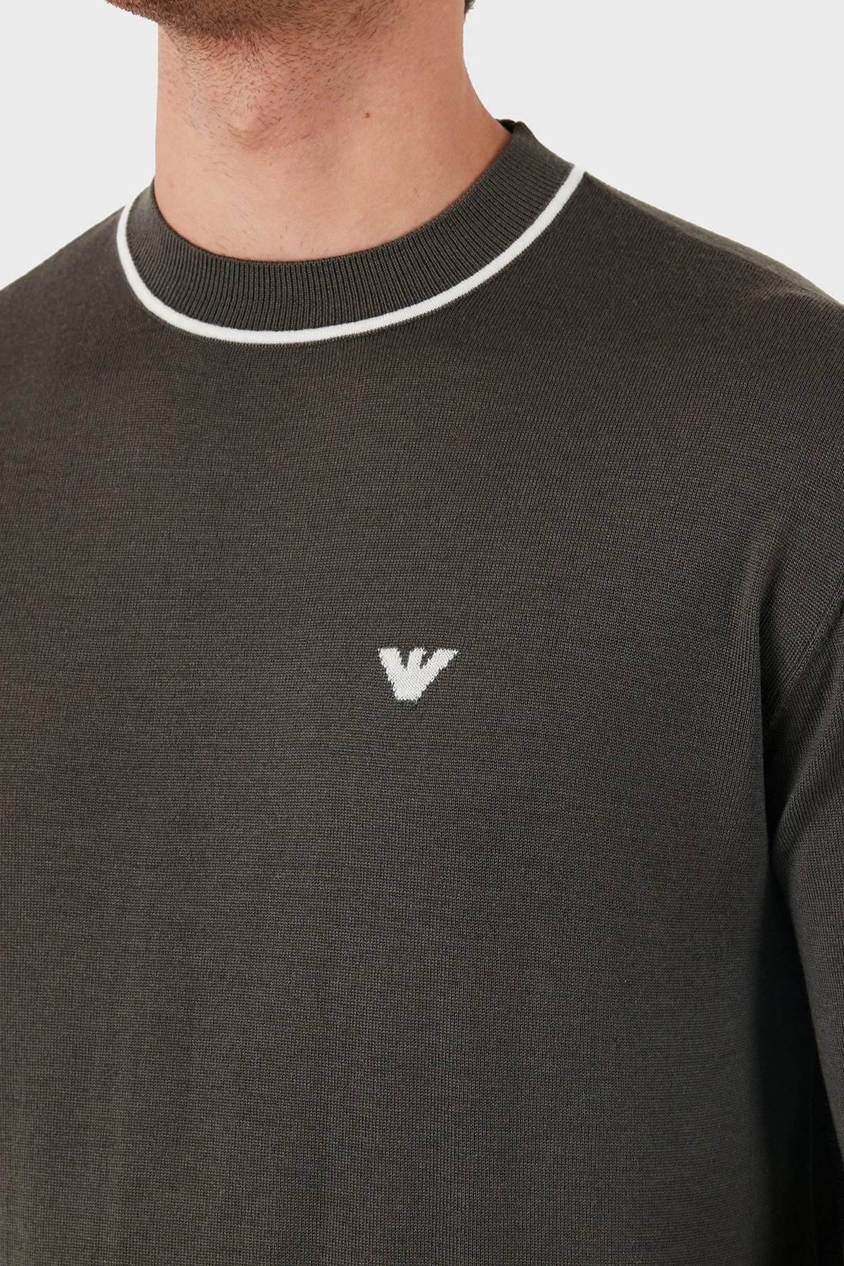 Emporio Armani % 100 Yün Regular Fit Bisiklet Yaka Erkek Kazak 6D1MXH 1MJLZ F626 HAKİ - 5