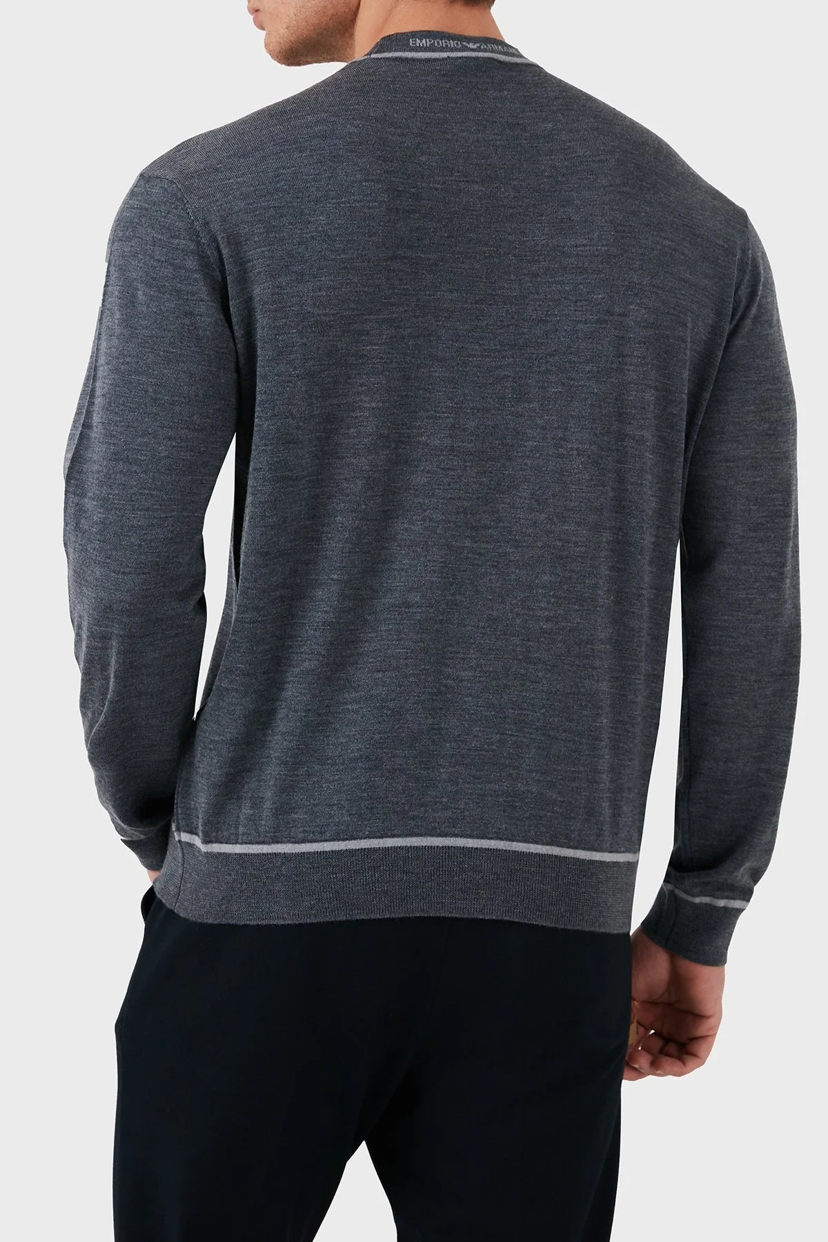 Emporio Armani % 100 Yün Regular Fit Bisiklet Yaka Erkek Kazak 6D1MXH 1MJLZ F628 GRİ - 3