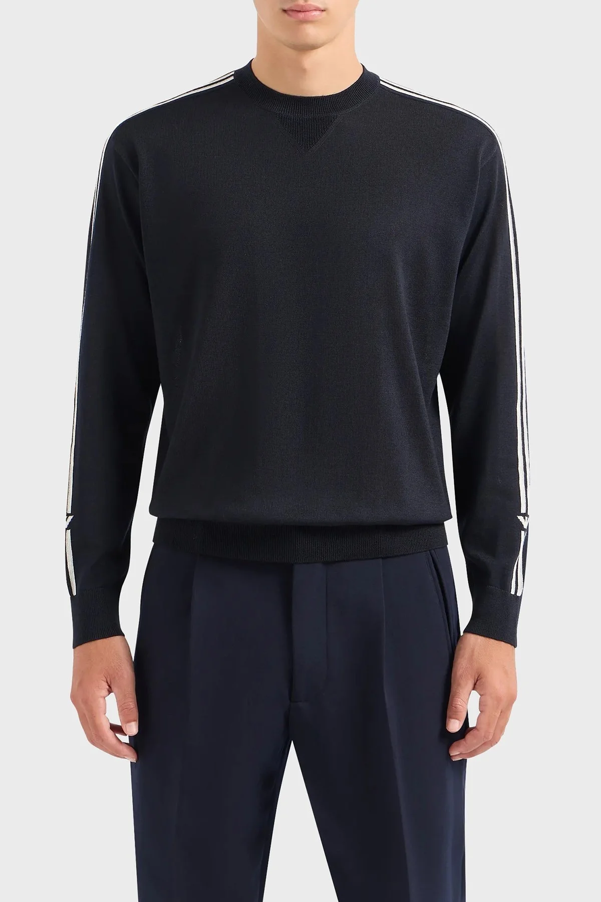 Emporio Armani % 100 Yün Regular Fit Bisiklet Yaka Erkek Kazak 6R1MXG 1MNGZ F985 LACİVERT - 1