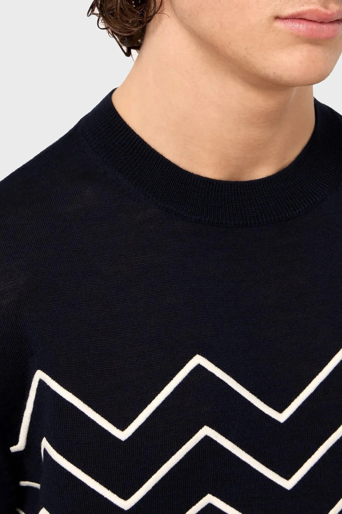 Emporio Armani % 100 Yün Regular Fit Bisiklet Yaka Erkek Kazak 6R1MXH 1MFYZ 09B3 LACİVERT - 3
