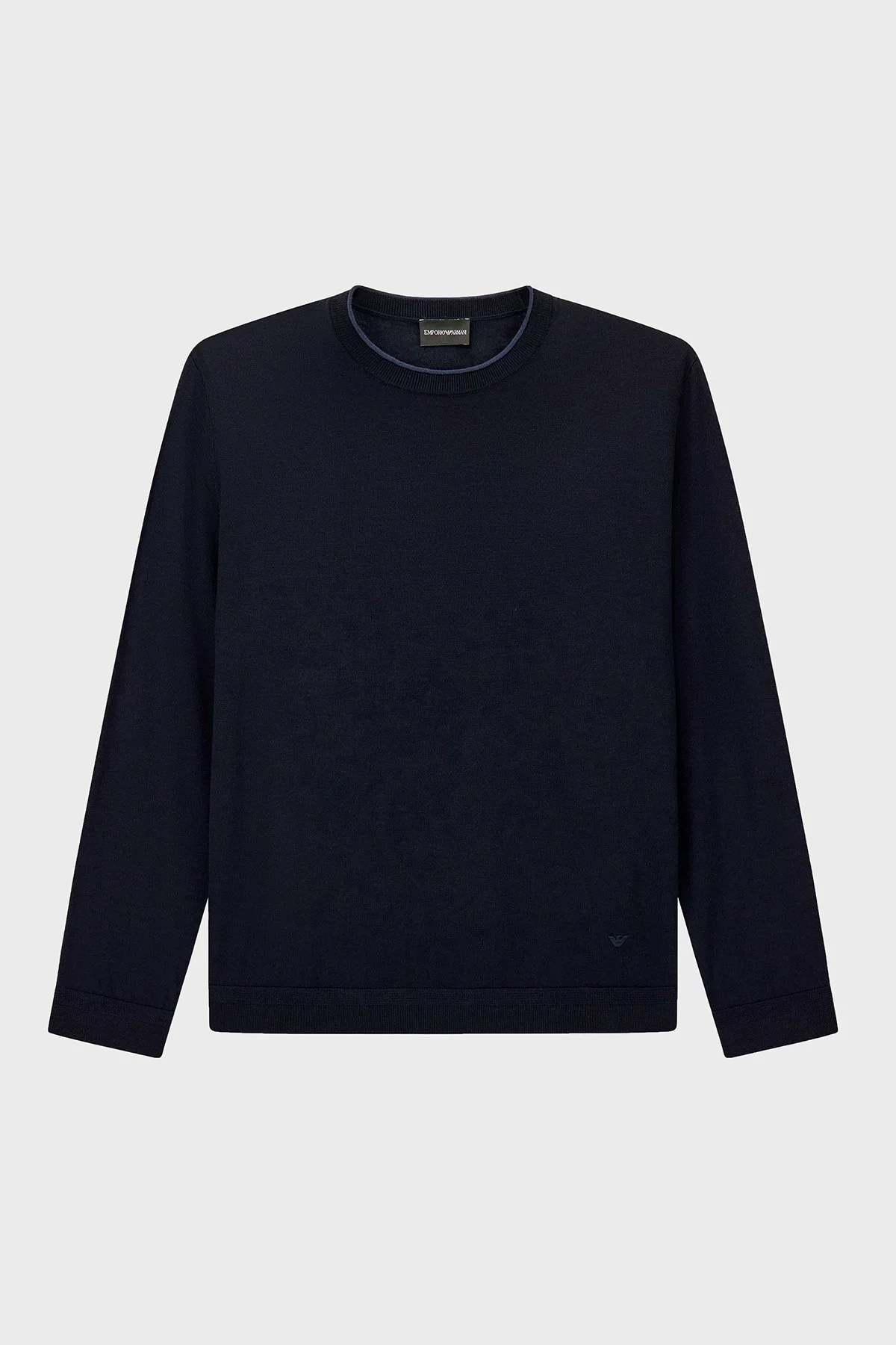 Emporio Armani % 100 Yün Regular Fit Bisiklet Yaka Erkek Kazak EM006225 AF27805 UB118 Lacivert - 6