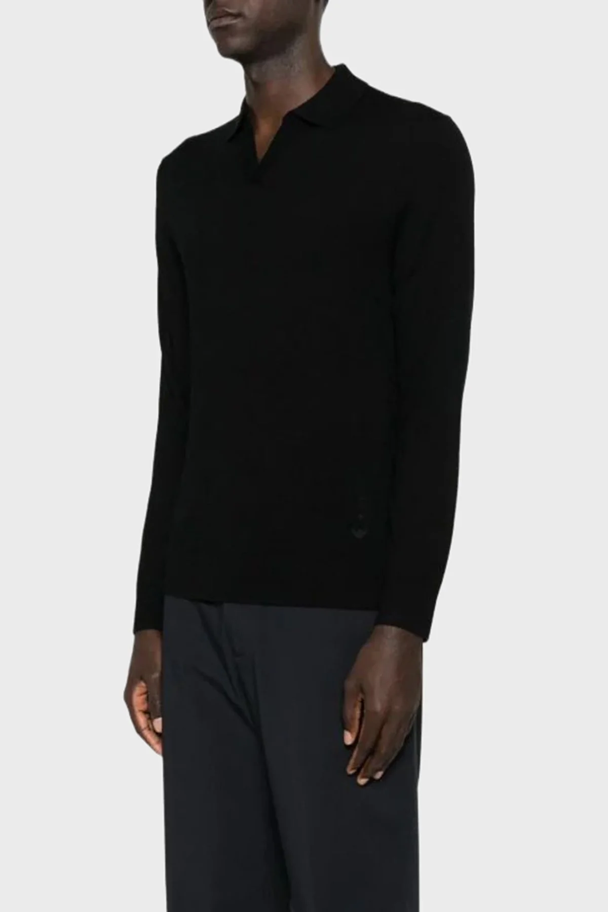 Emporio Armani % 100 Yün Regular Fit Erkek Polo Yaka Kazak EM002479 AF19543 UC001 SİYAH - 1