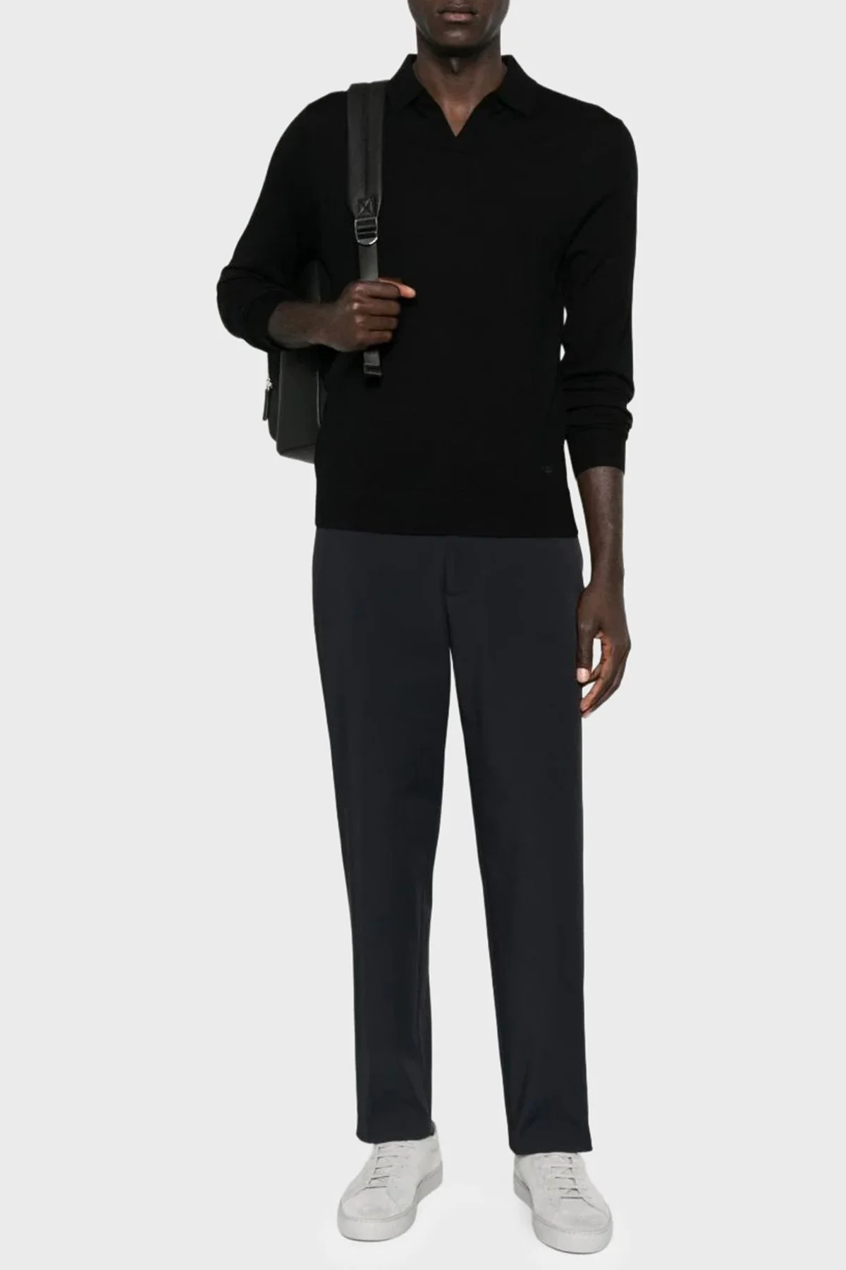 Emporio Armani % 100 Yün Regular Fit Erkek Polo Yaka Kazak EM002479 AF19543 UC001 SİYAH - 2