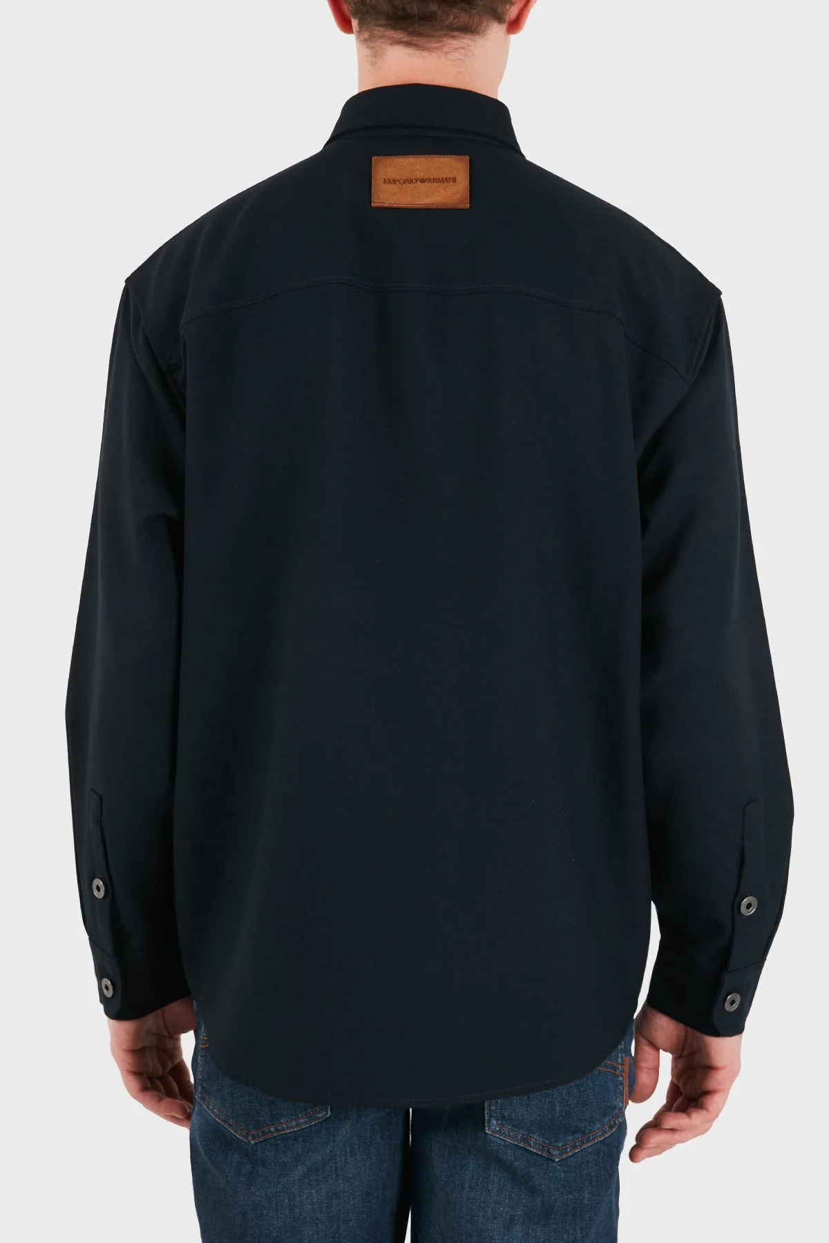 Emporio Armani % 100 Yün Regular Fit Klasik Yaka Erkek Gömlek EM006535 AF27877 UB118 Lacivert - 3
