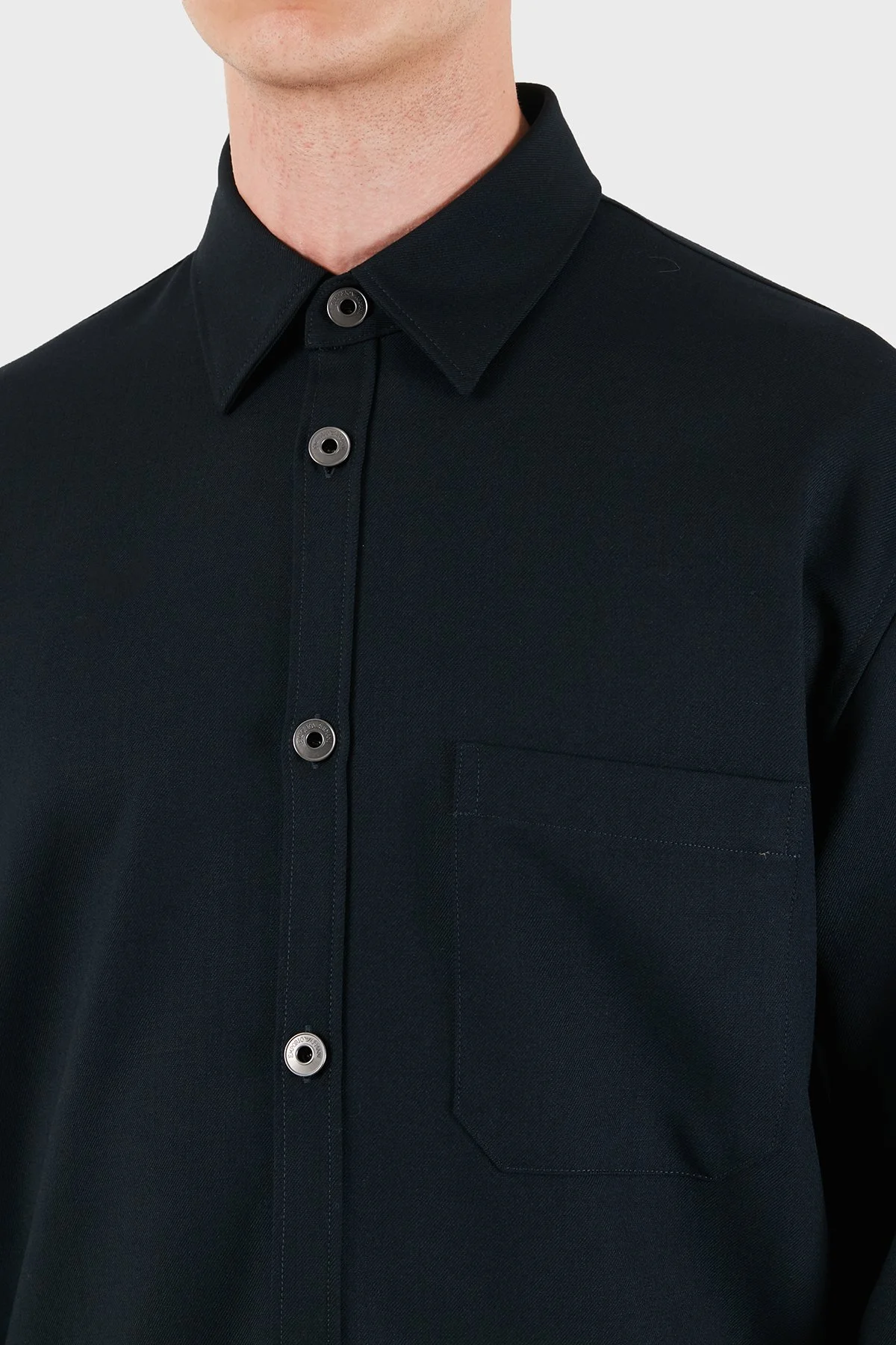 Emporio Armani % 100 Yün Regular Fit Klasik Yaka Erkek Gömlek EM006535 AF27877 UB118 Lacivert - 7