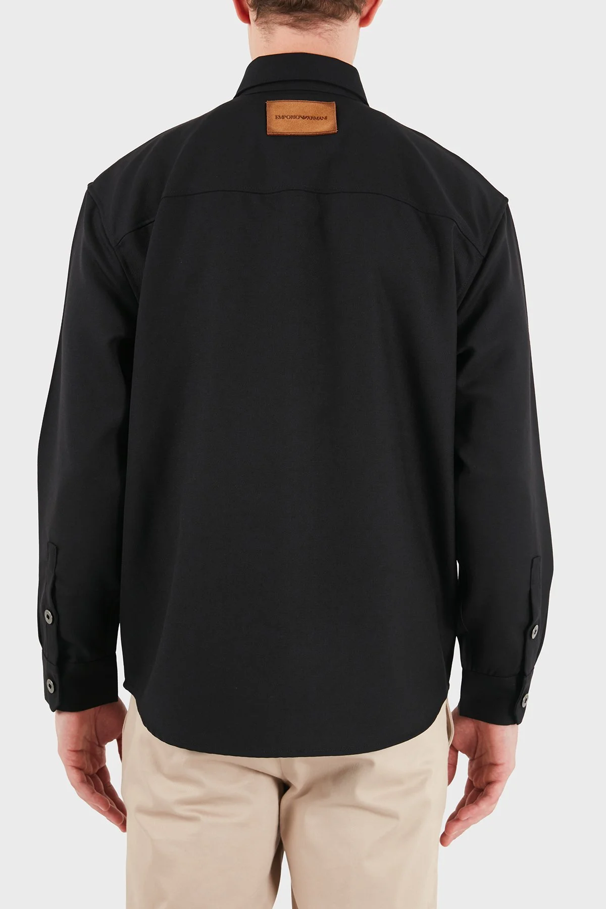 Emporio Armani % 100 Yün Regular Fit Klasik Yaka Erkek Gömlek EM006535 AF27877 UC001 Siyah - 3