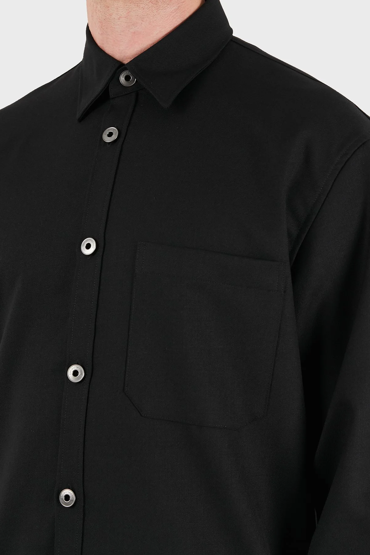 Emporio Armani % 100 Yün Regular Fit Klasik Yaka Erkek Gömlek EM006535 AF27877 UC001 Siyah - 4