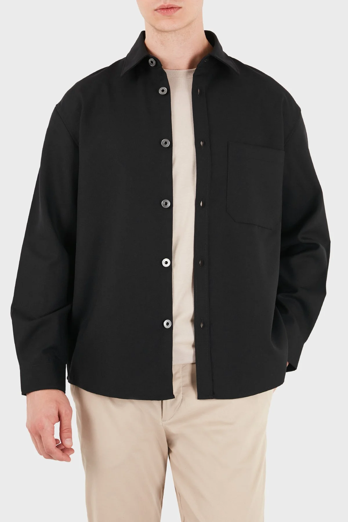 Emporio Armani % 100 Yün Regular Fit Klasik Yaka Erkek Gömlek EM006535 AF27877 UC001 Siyah - 6