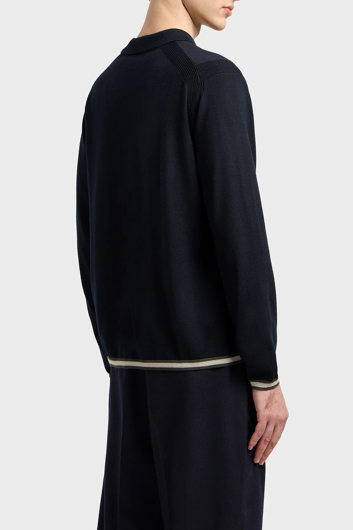 Emporio Armani % 100 Yün Regular Fit Yarım Fermuarlı Polo Yaka Erkek Kazak EM001512 AF14158 UB118 LACİVERT - 2