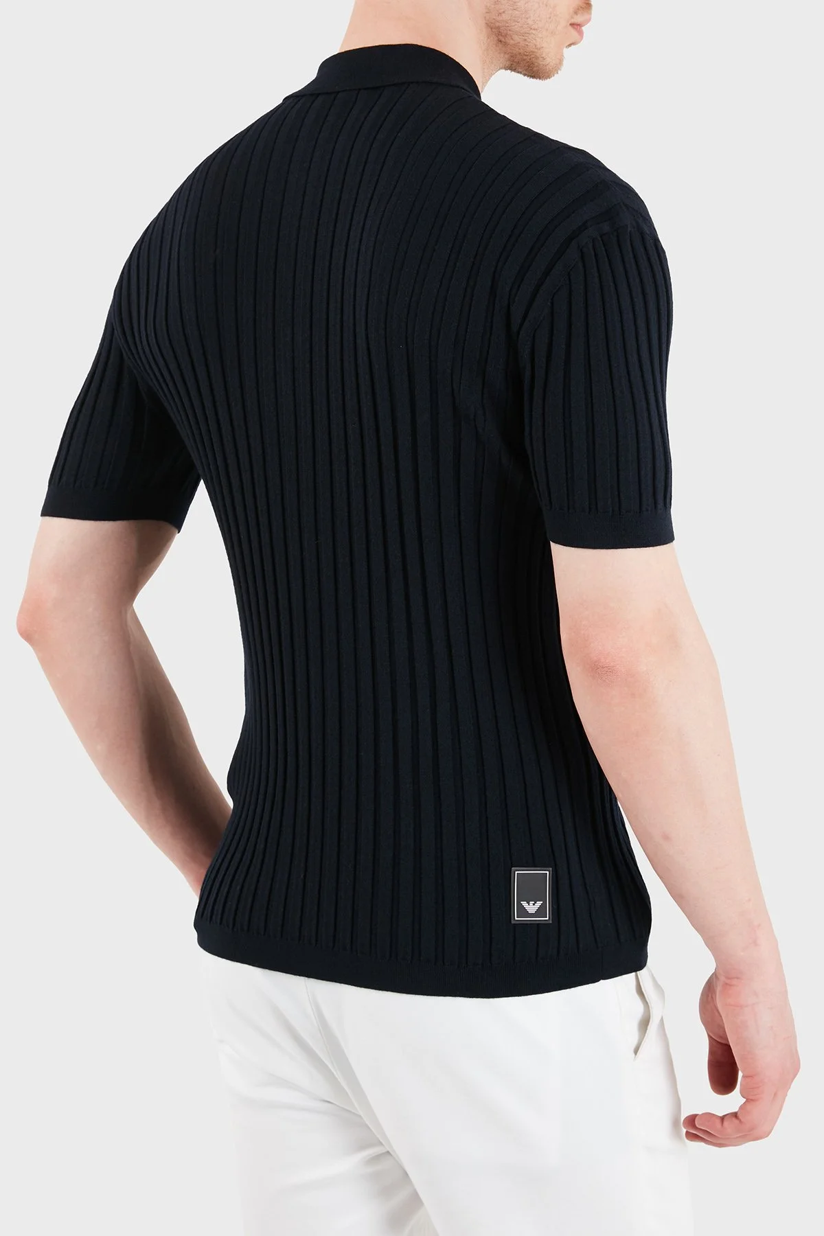 Emporio Armani % 100 Yün Slim Fit Kısa Kollu Düğmeli Erkek Polo Yaka Kazak EM004389 AF23418 UB118 LACİVERT - 3