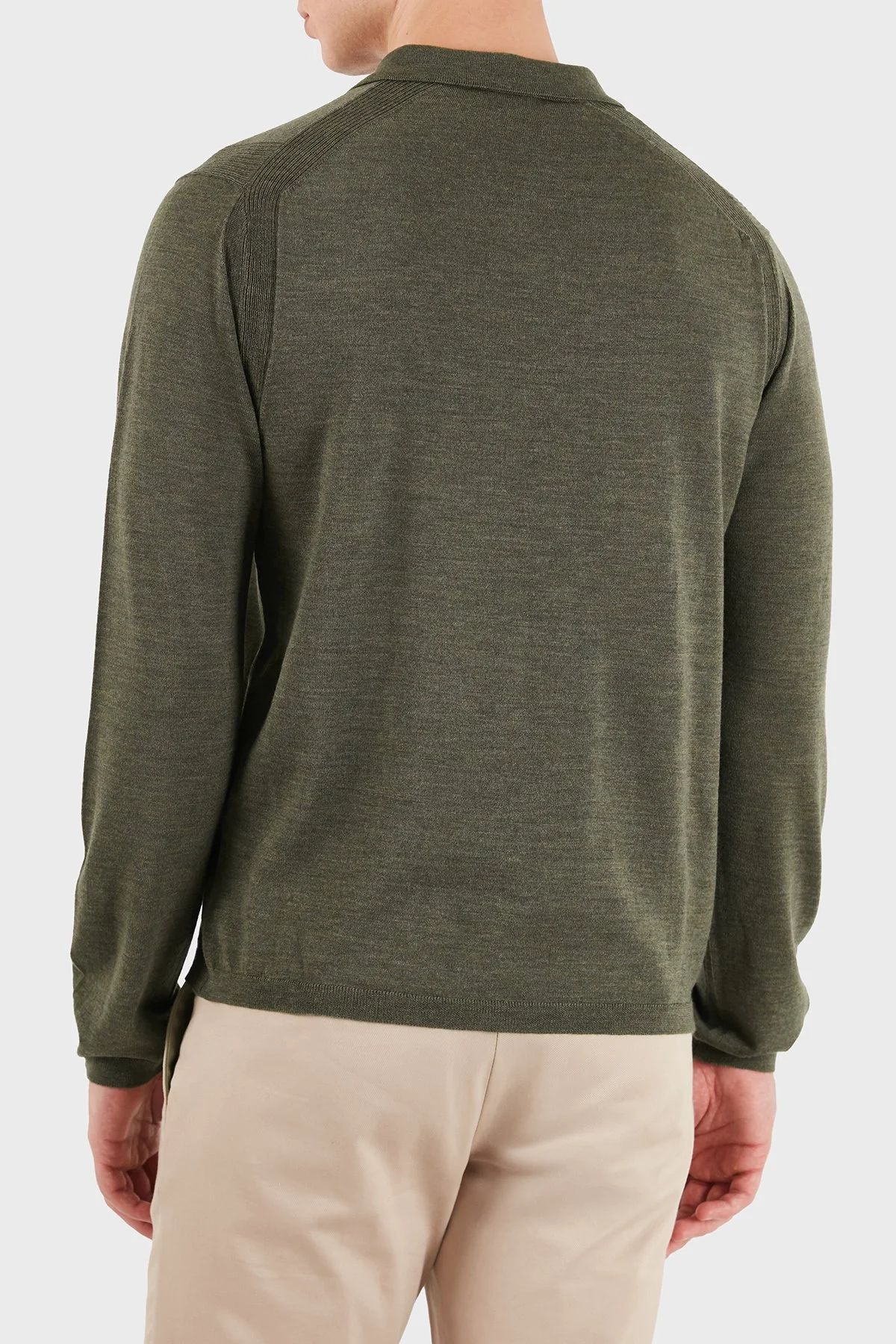Emporio Armani % 100 Yün Slim Fit Yarım Fermuarlı Erkek Polo Yaka Kazak EM006293 AF29815 O7002 Yeşil melanj - 3