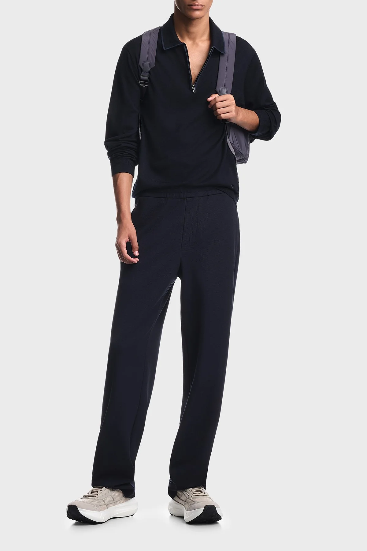 Emporio Armani % 100 Yün Yarım Fermuarlı Erkek Polo EM006224 AF27805 UB118 Lacivert - 2