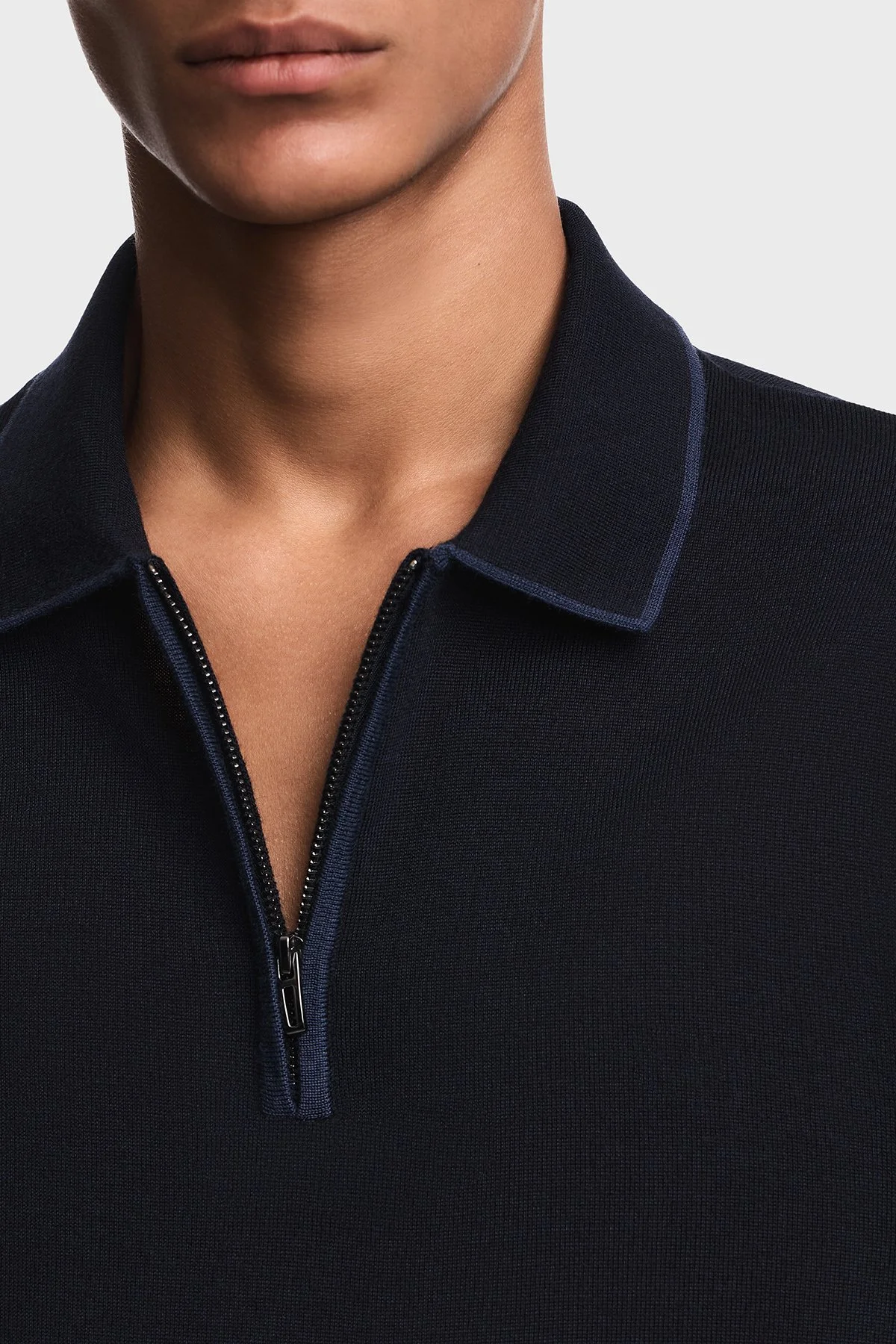 Emporio Armani % 100 Yün Yarım Fermuarlı Erkek Polo EM006224 AF27805 UB118 Lacivert - 4