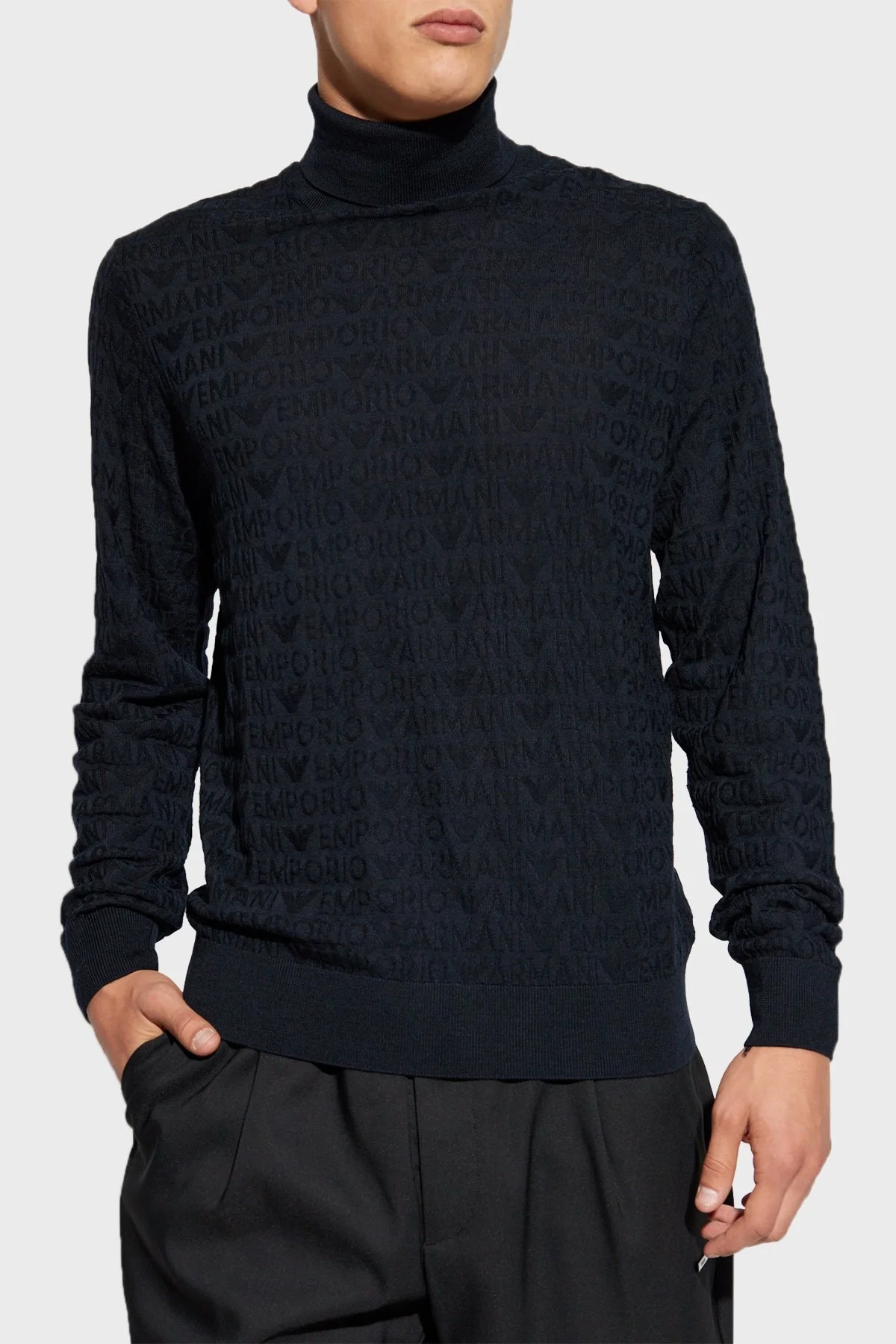 Emporio Armani % 100 Yünlü Balıkçı Yaka Erkek Kazak 6D1MXJ 1MJMZ 0920 LACİVERT - 1