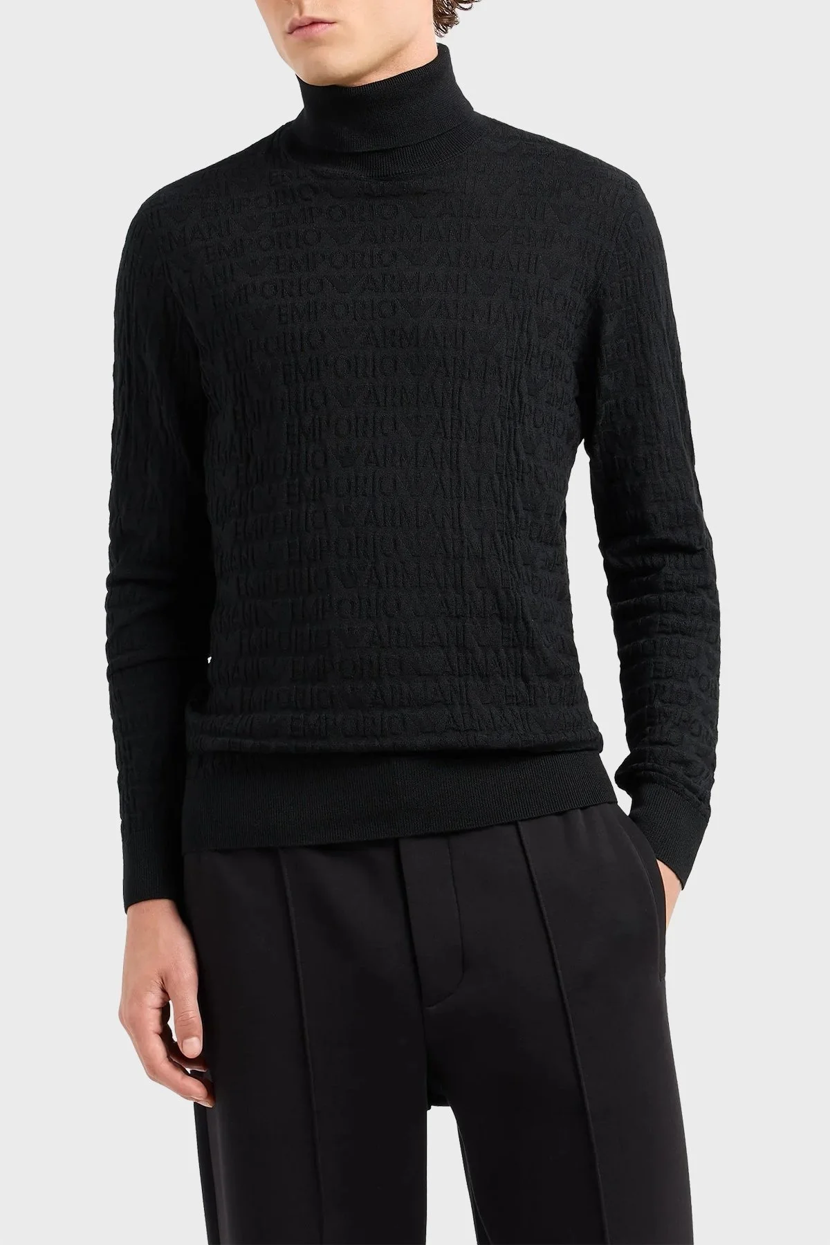 Emporio Armani % 100 Yünlü Balıkçı Yaka Erkek Kazak 6D1MXJ 1MJMZ 0999 SİYAH - 1