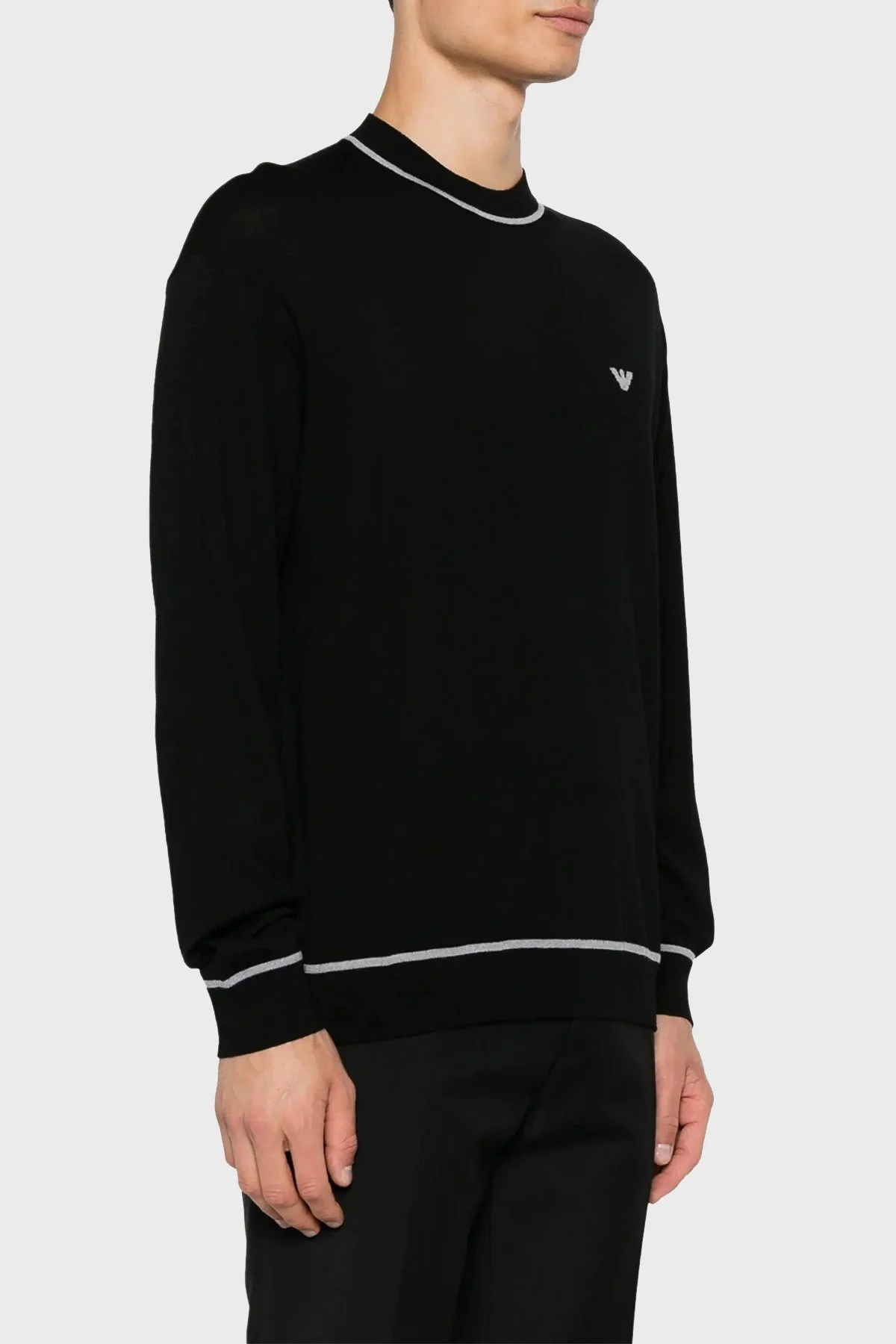 Emporio Armani % 100 Yünlü Bisiklet Yaka Erkek Kazak 6D1MXH 1MJLZ F036 SİYAH - 1