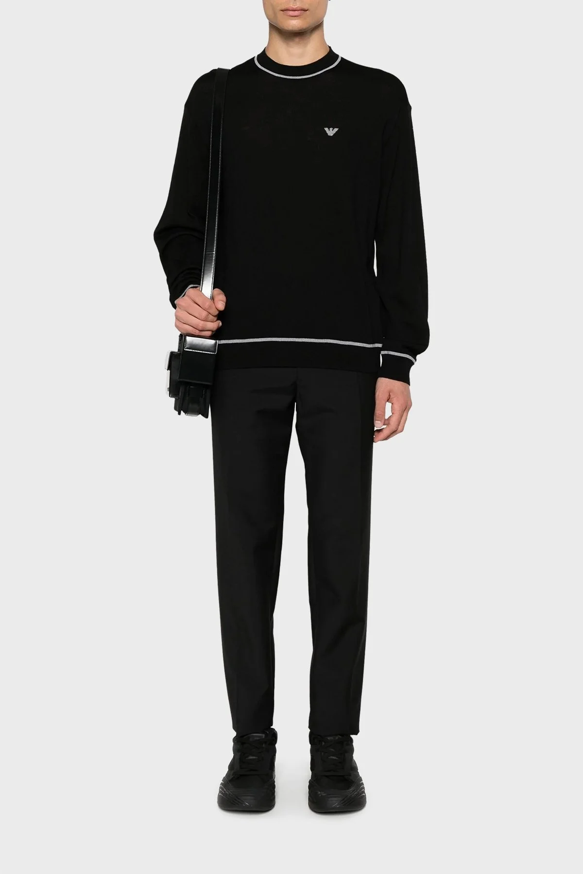 Emporio Armani % 100 Yünlü Bisiklet Yaka Erkek Kazak 6D1MXH 1MJLZ F036 SİYAH - 2