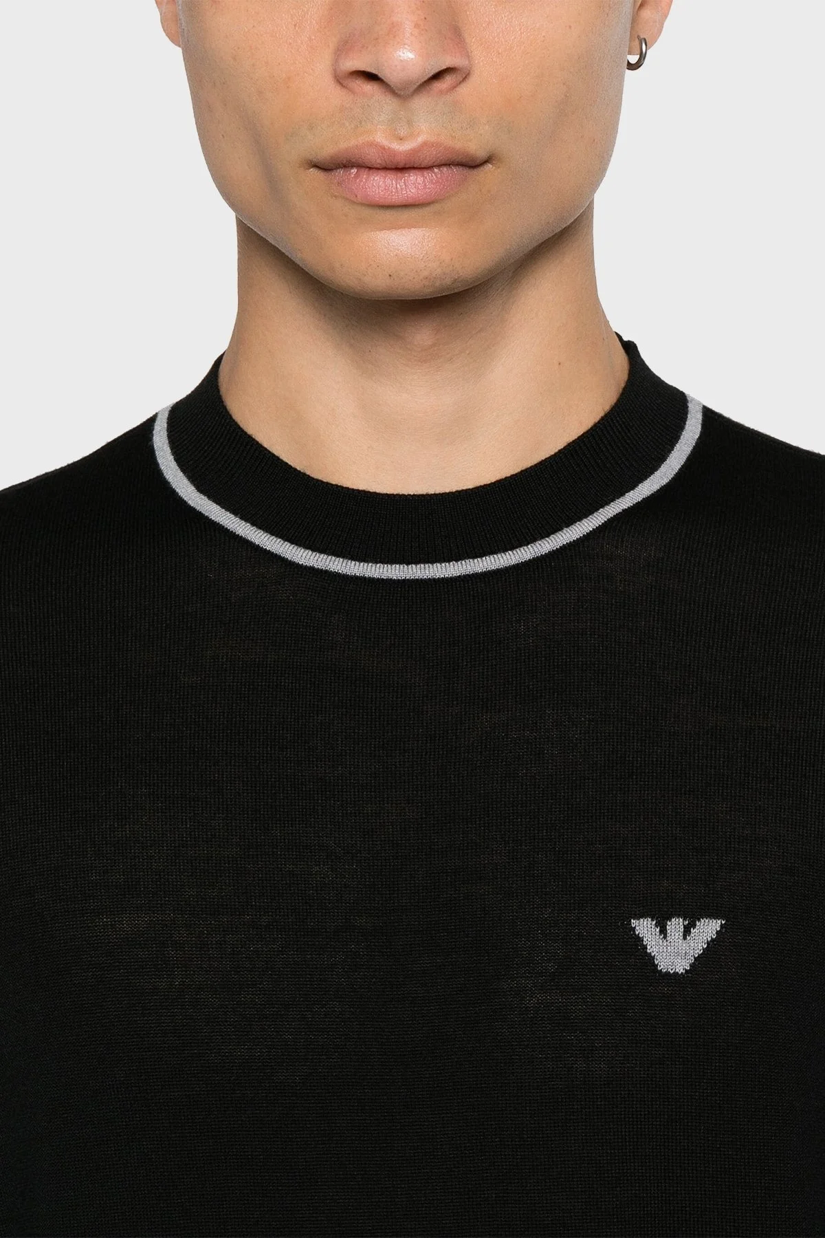 Emporio Armani % 100 Yünlü Bisiklet Yaka Erkek Kazak 6D1MXH 1MJLZ F036 SİYAH - 4