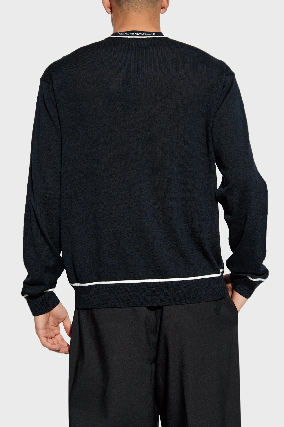 Emporio Armani % 100 Yünlü Bisiklet Yaka Erkek Kazak 6D1MXH 1MJLZ F930 KOYU LACİVERT - 3