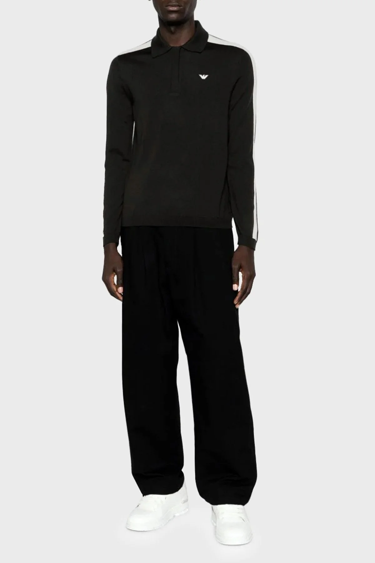 Emporio Armani % 100 Yünlü Fermuarlı Polo Yaka Erkek Kazak 6R1MU1 1MMHZ 0999 SİYAH - 3