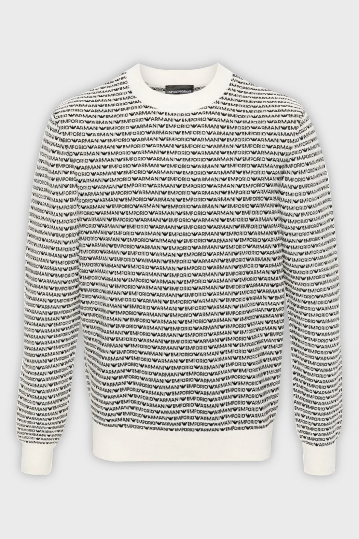 Emporio Armani % 100 Yünlü Logolu Bisiklet Yaka Erkek Kazak 3D1MX1 1MMIZ F177 EKRU - 5