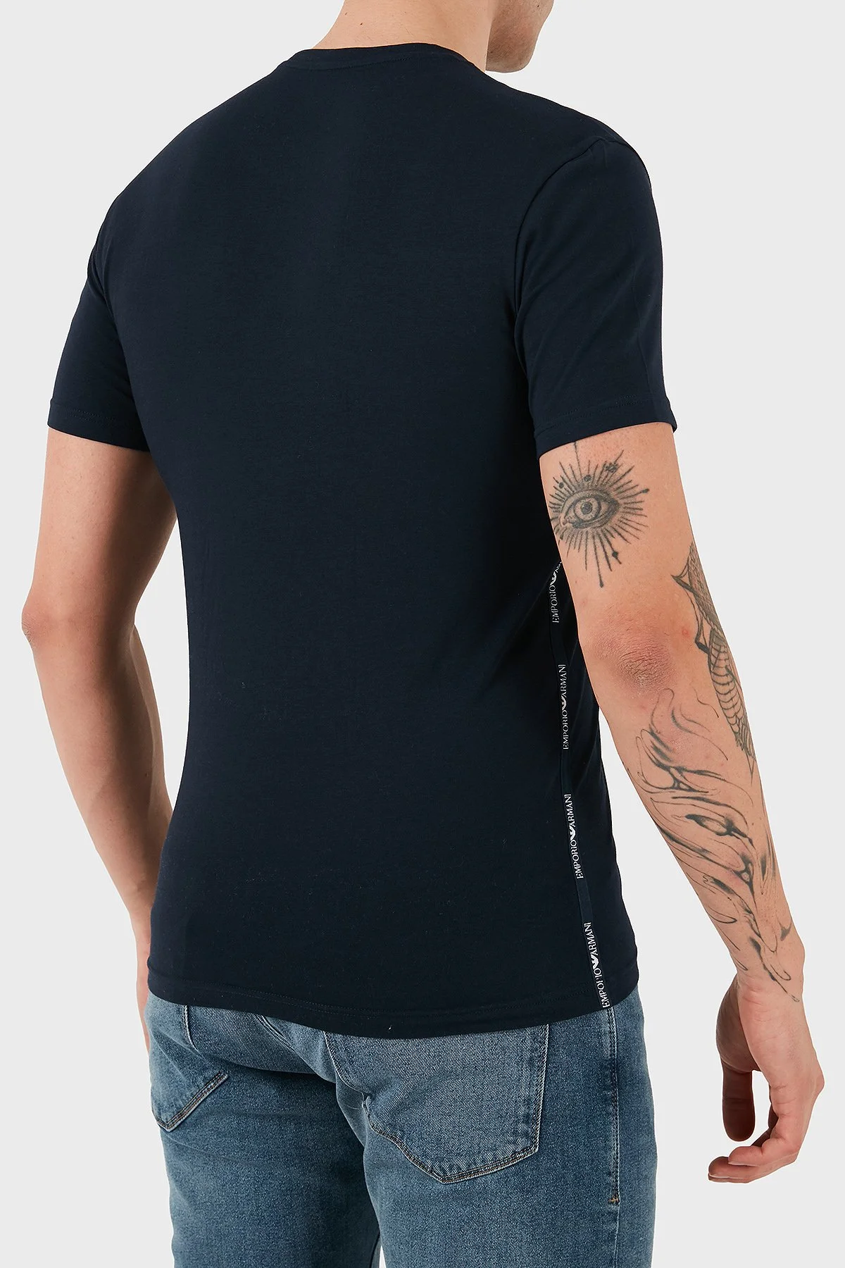 Emporio Armani 2 Pack Pamuklu Regular Fit Logolu Bisiklet Yaka Erkek T Shirt EM000391 AF16115 MB143 LACİVERT - 3