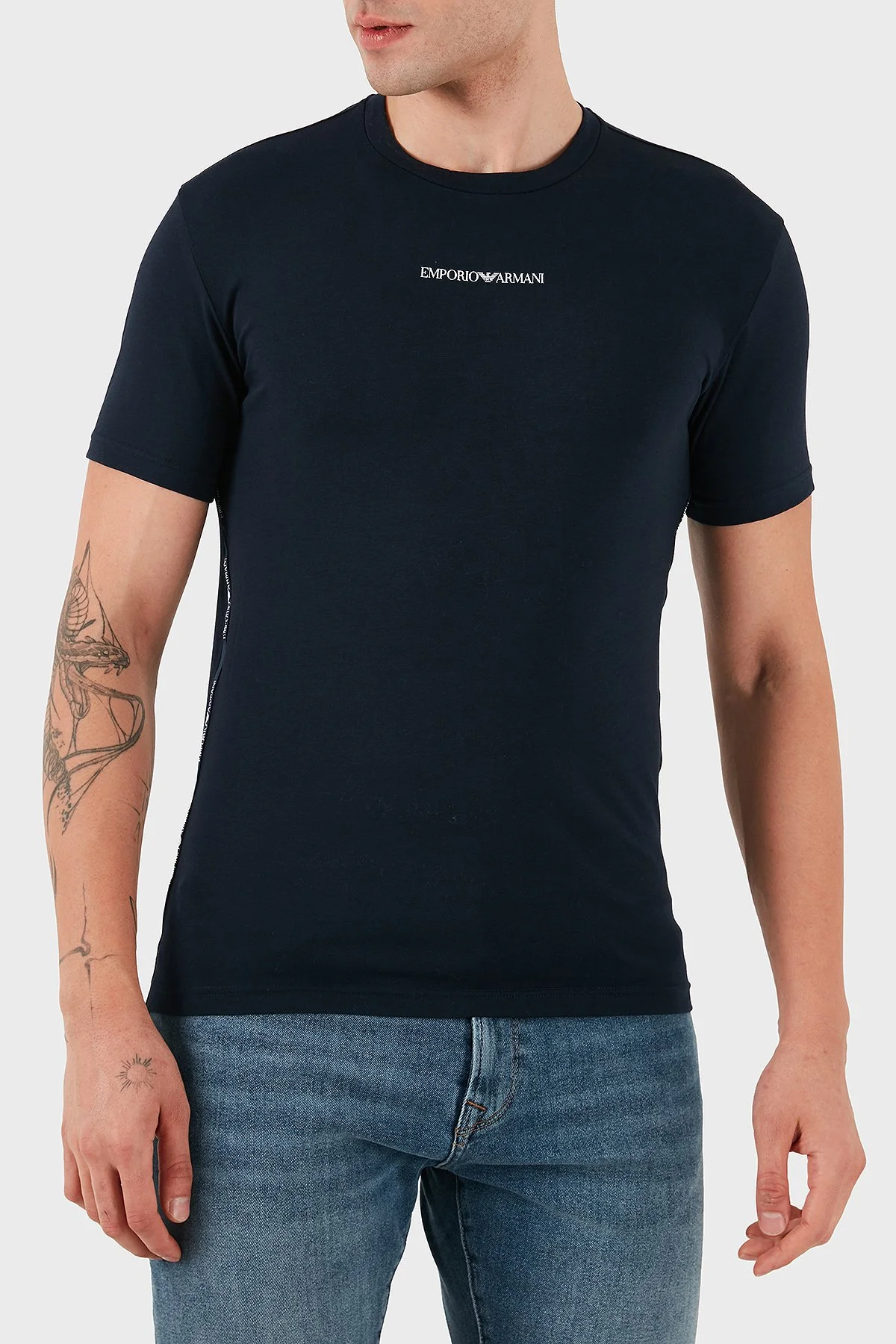 Emporio Armani 2 Pack Pamuklu Regular Fit Logolu Bisiklet Yaka Erkek T Shirt EM000391 AF16115 MB143 LACİVERT - 5