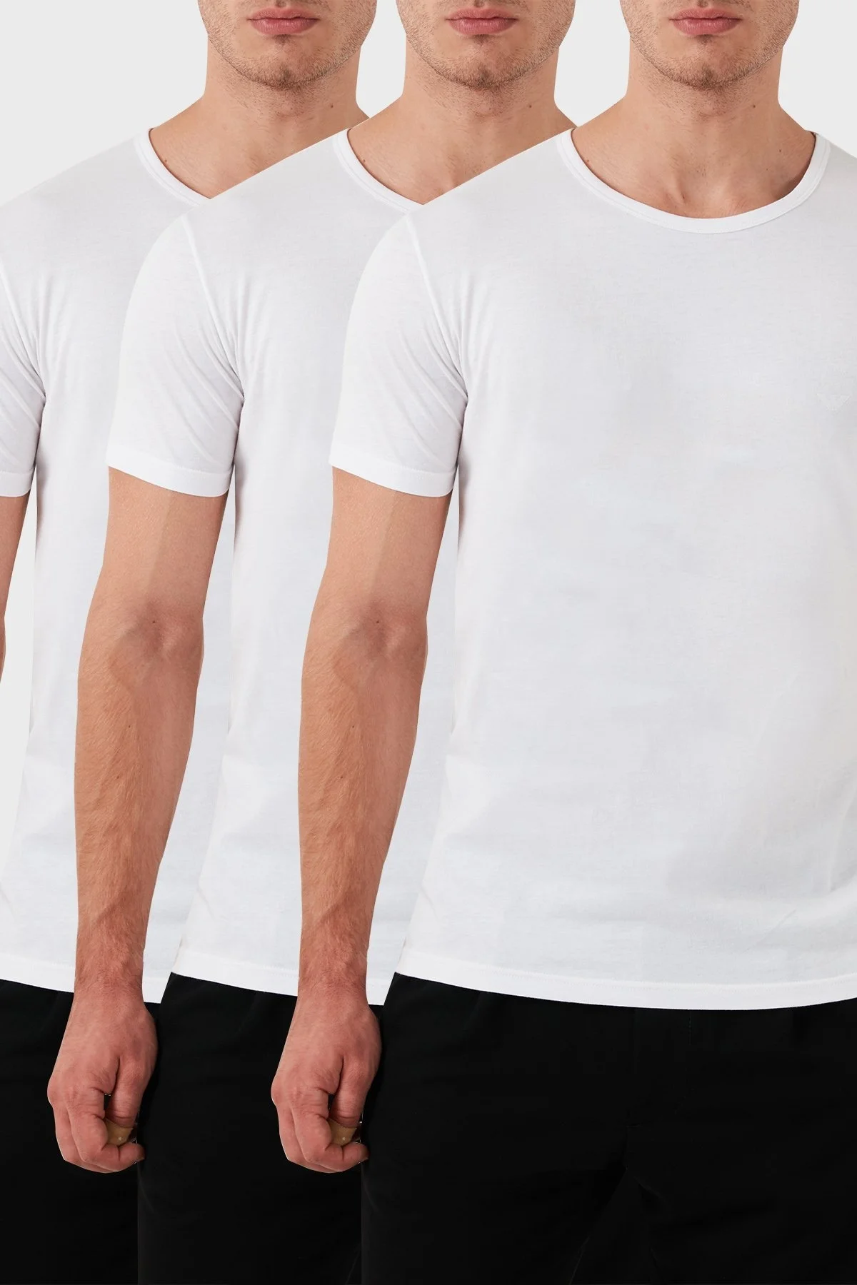 Emporio Armani 3 Pack Slim Fit Bisiklet Yaka Erkek T Shirt 110821 CC712 0010 BEYAZ - 1