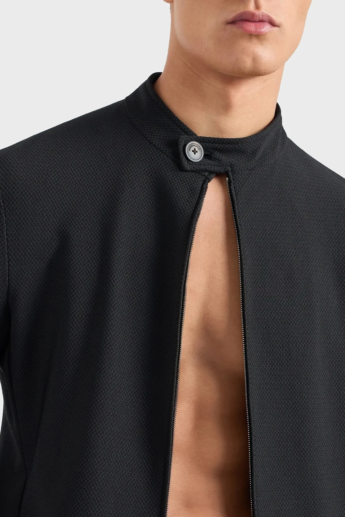 Emporio Armani 3D Efektli Regular Fit Çift Fermuarlı Düğmeli Dik Yaka Erkek Ceket EM000143 TE11109 UC001 SİYAH - 4