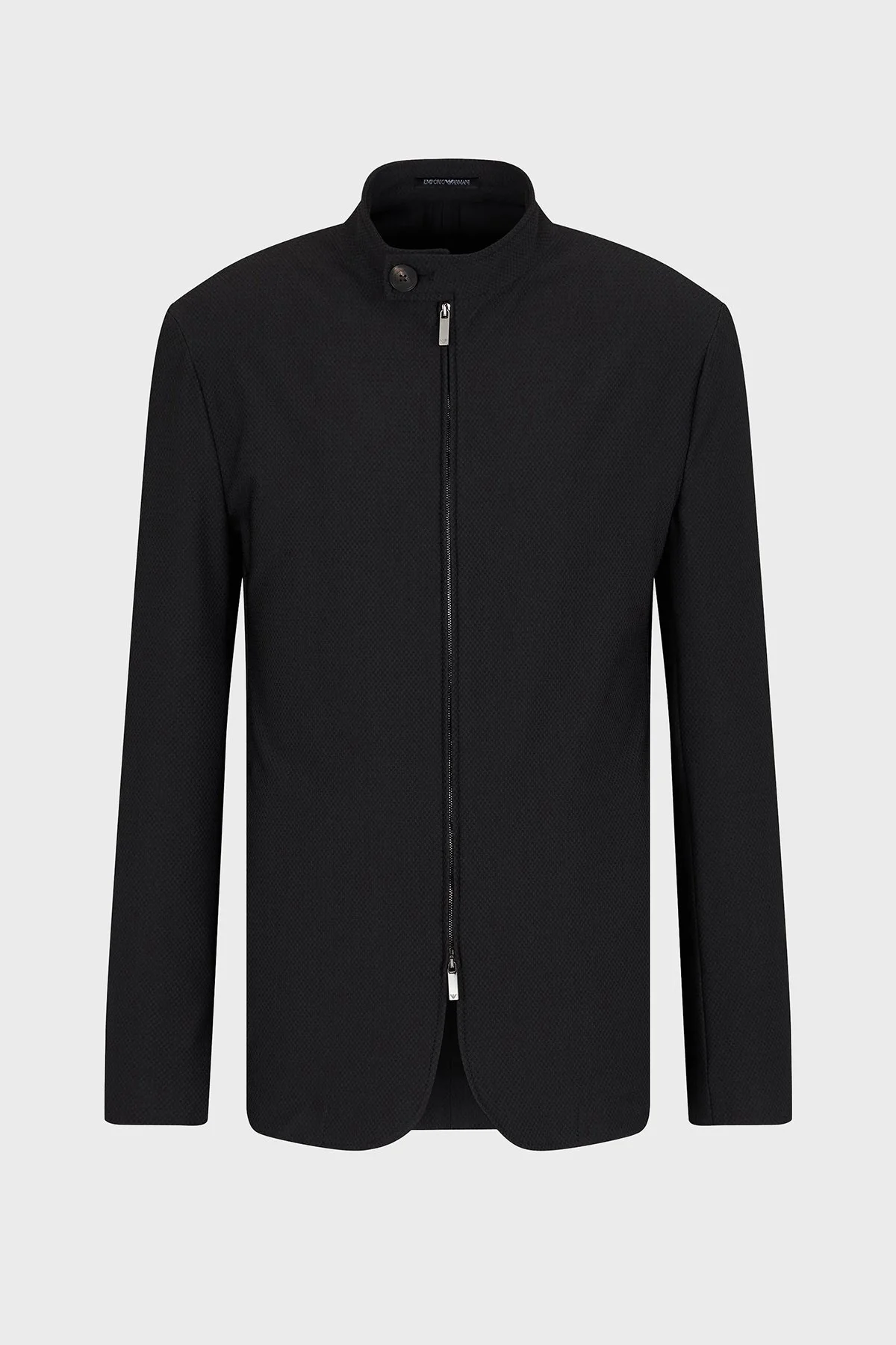 Emporio Armani 3D Efektli Regular Fit Çift Fermuarlı Düğmeli Dik Yaka Erkek Ceket EM000143 TE11109 UC001 SİYAH - 5