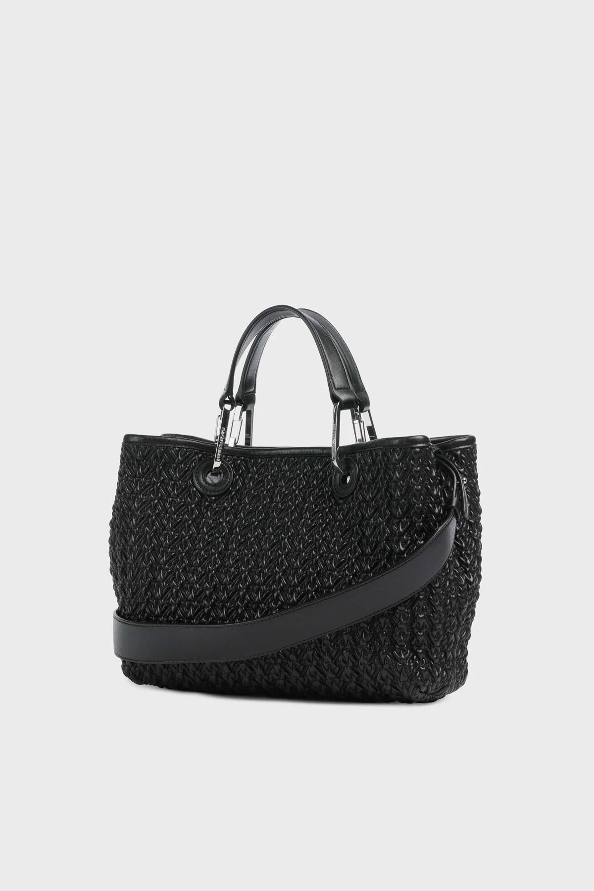 Emporio Armani 4G Logo Kabartmalı Çıkarılabilir Askılı Small Bayan Çanta EW000382 AF18941 UC001 SİYAH - 2