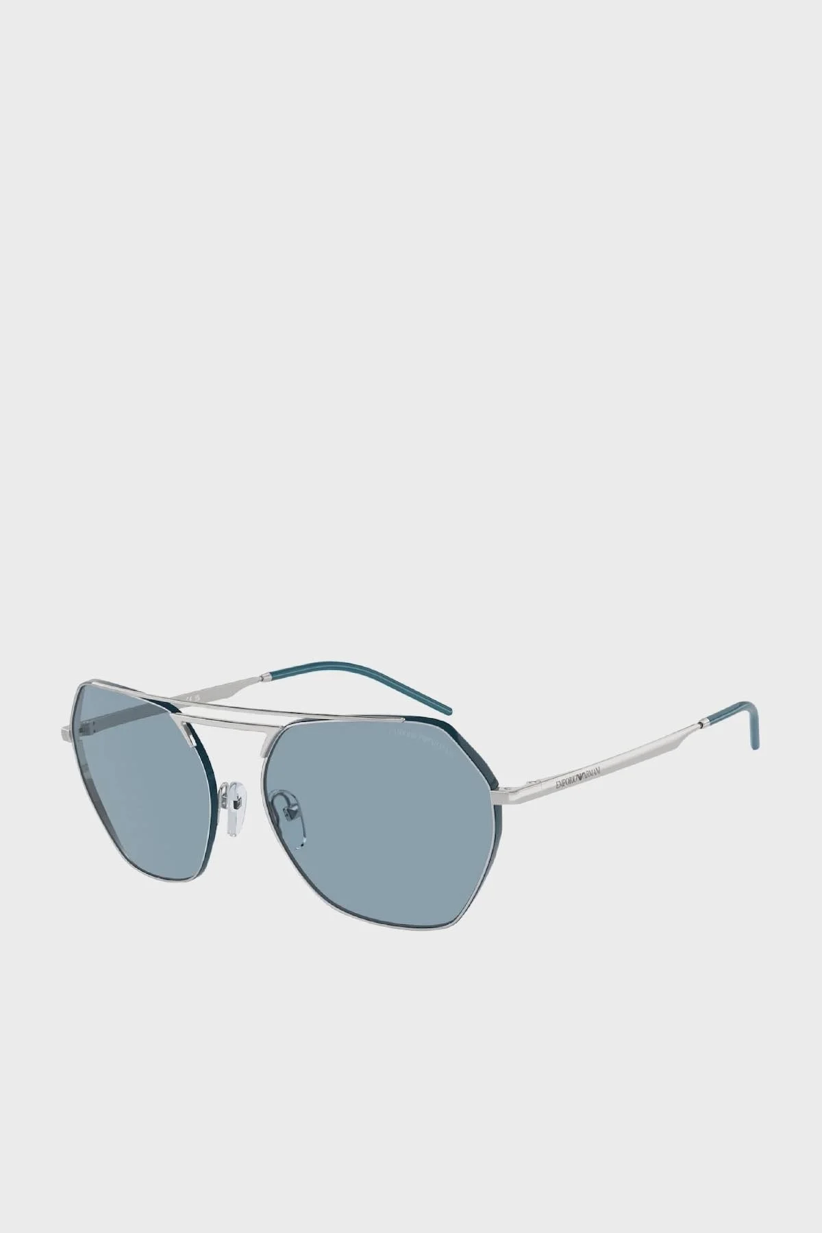 Emporio Armani Asimetrik Güneş Bayan Gözlük 0EA2148 301580 56 Işıltılı Gümüş-Açık Mavi - 1
