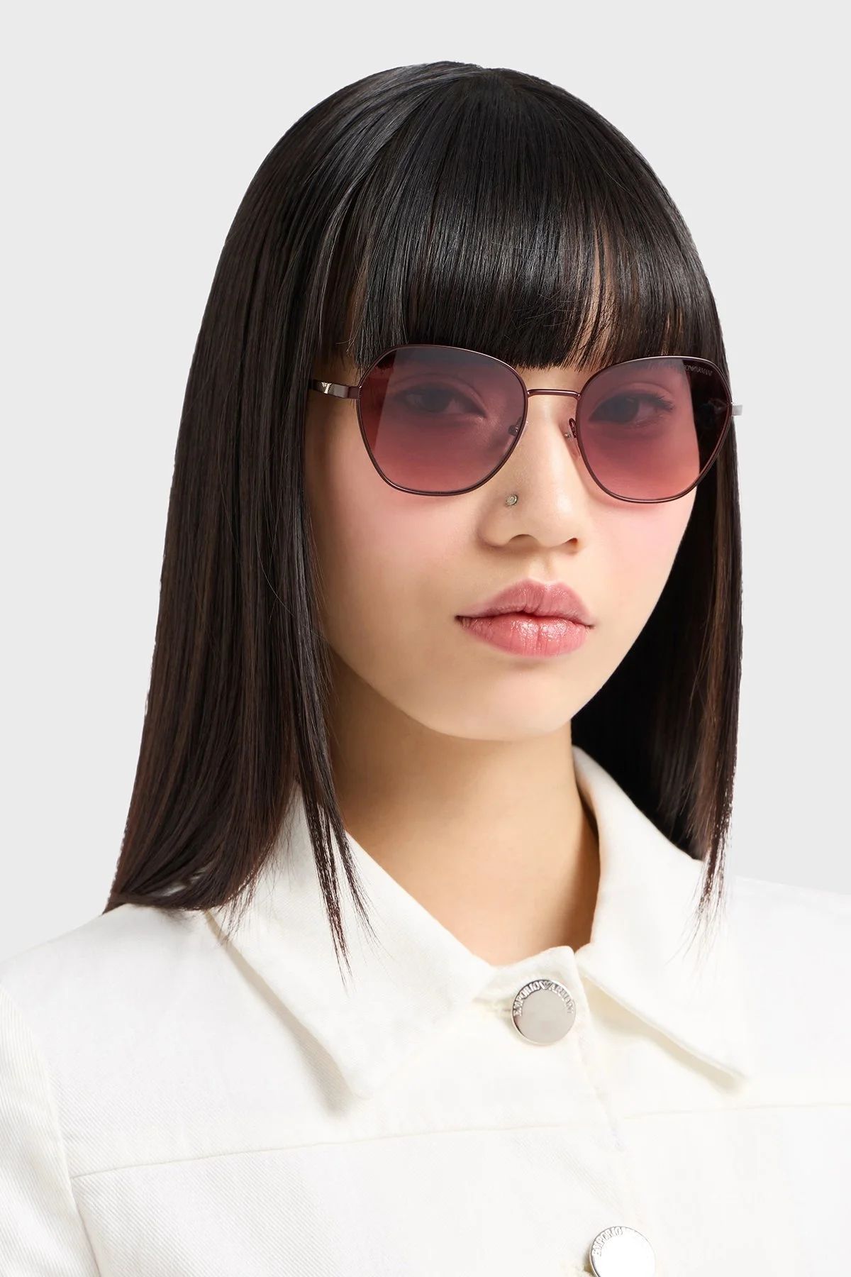 Emporio Armani Asimetrik Güneş Bayan Gözlük 0EA2161 34018D 55 Mat Bordo-Pembe Degrade - 7