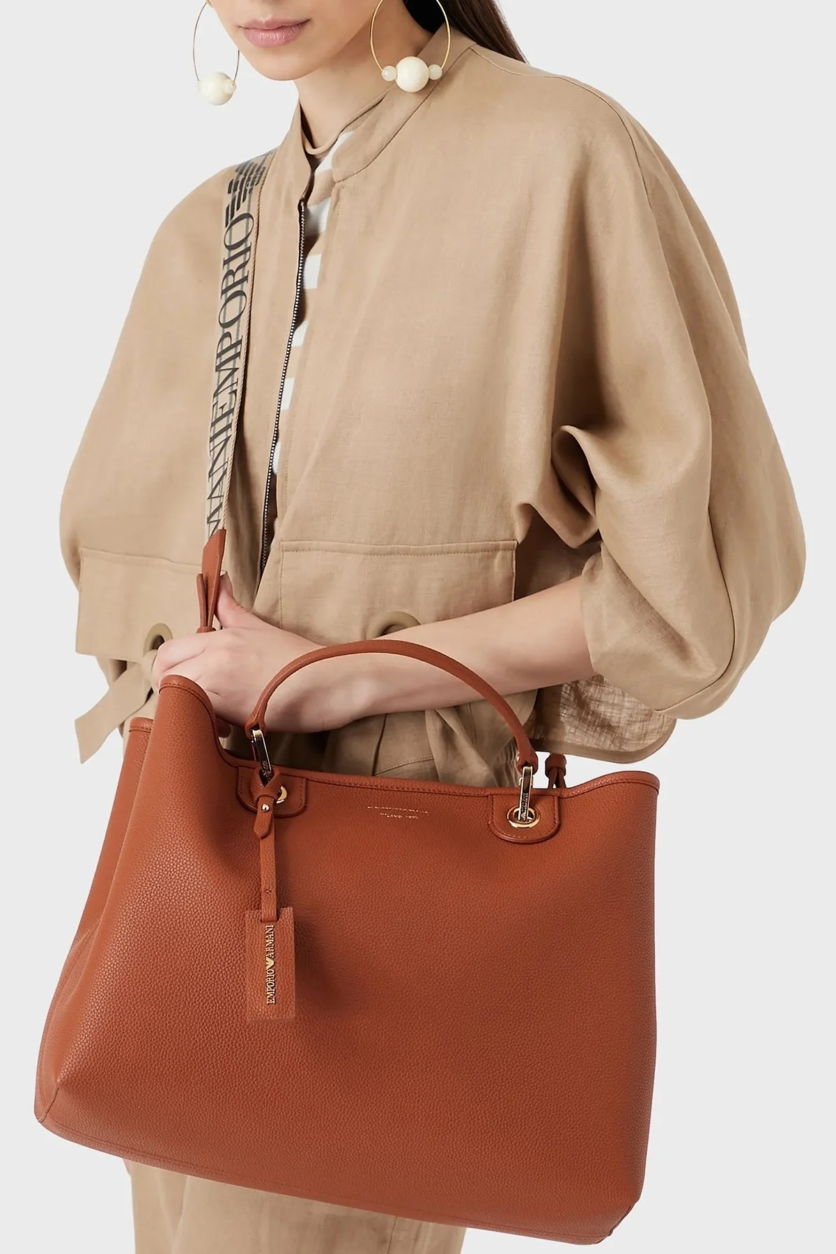 Emporio Armani Logolu Ayarlanabilir Uzatma Askılı Bayan Çanta Y3D165 YFO5B 85550 TABA - 2