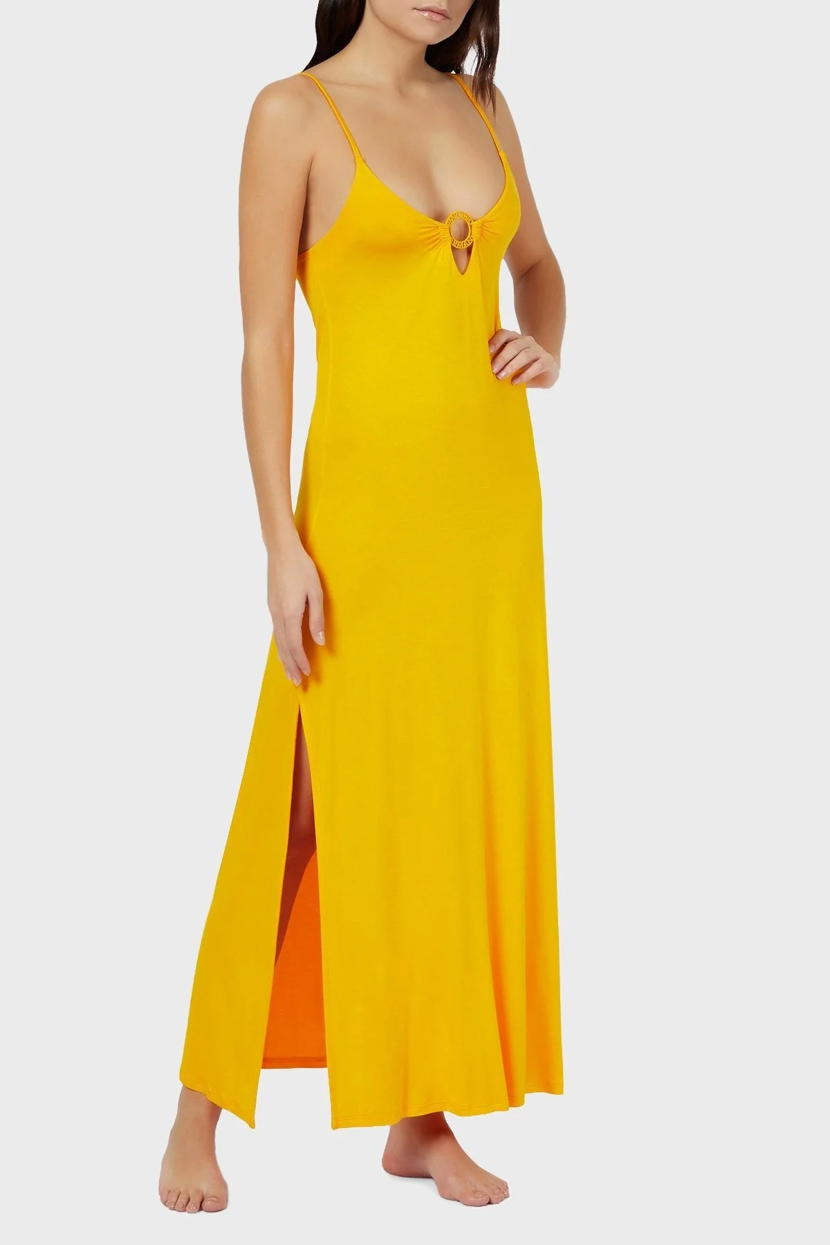Emporio Armani Askılı Yırtmaçlı Maxi Bayan Elbise S 262483 1P315 03862 ORANGE - 1