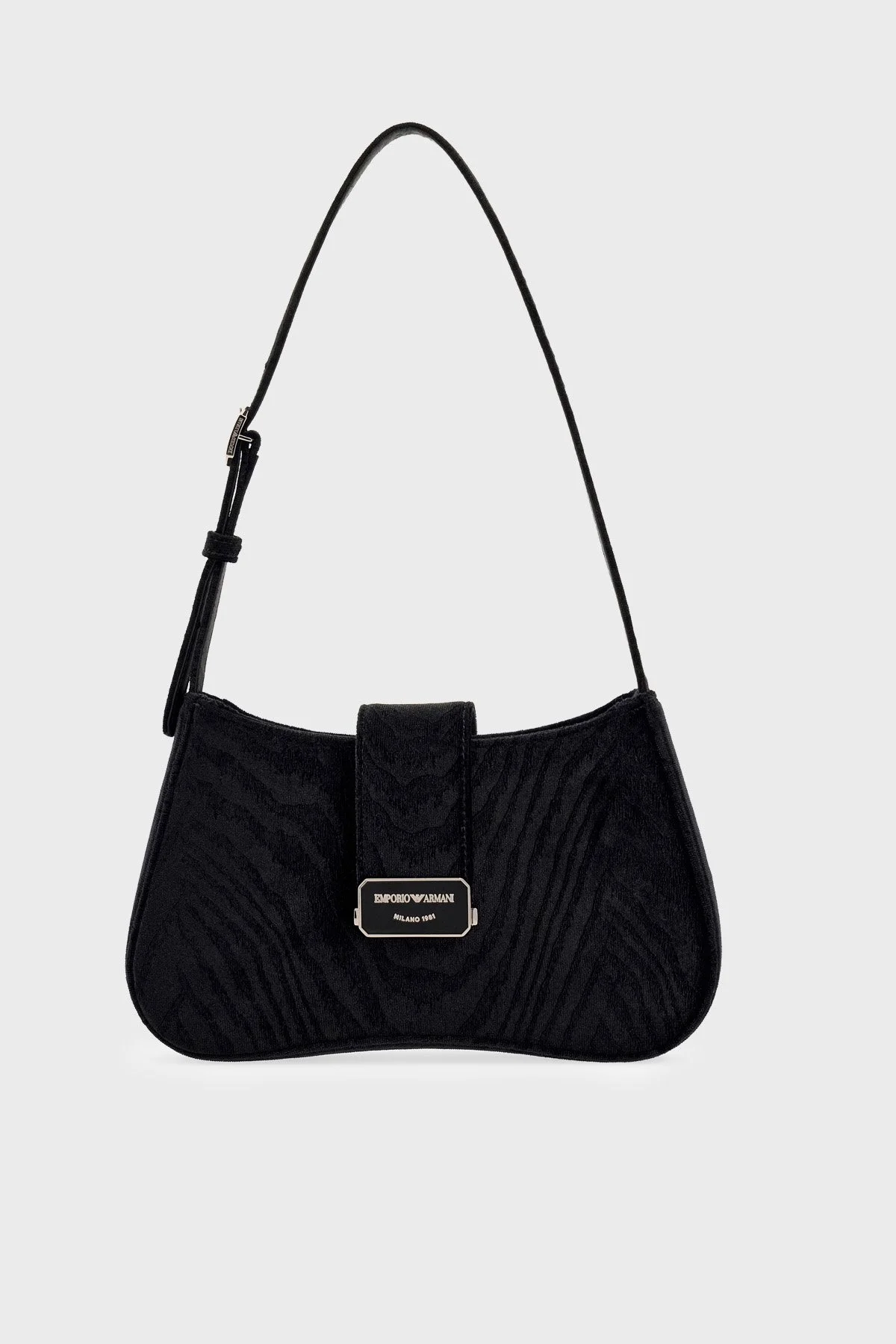 Emporio Armani Ayarlanabilir Askılı Kadife Kadın Çanta EW001778 AF28100 UC001 Siyah - 1