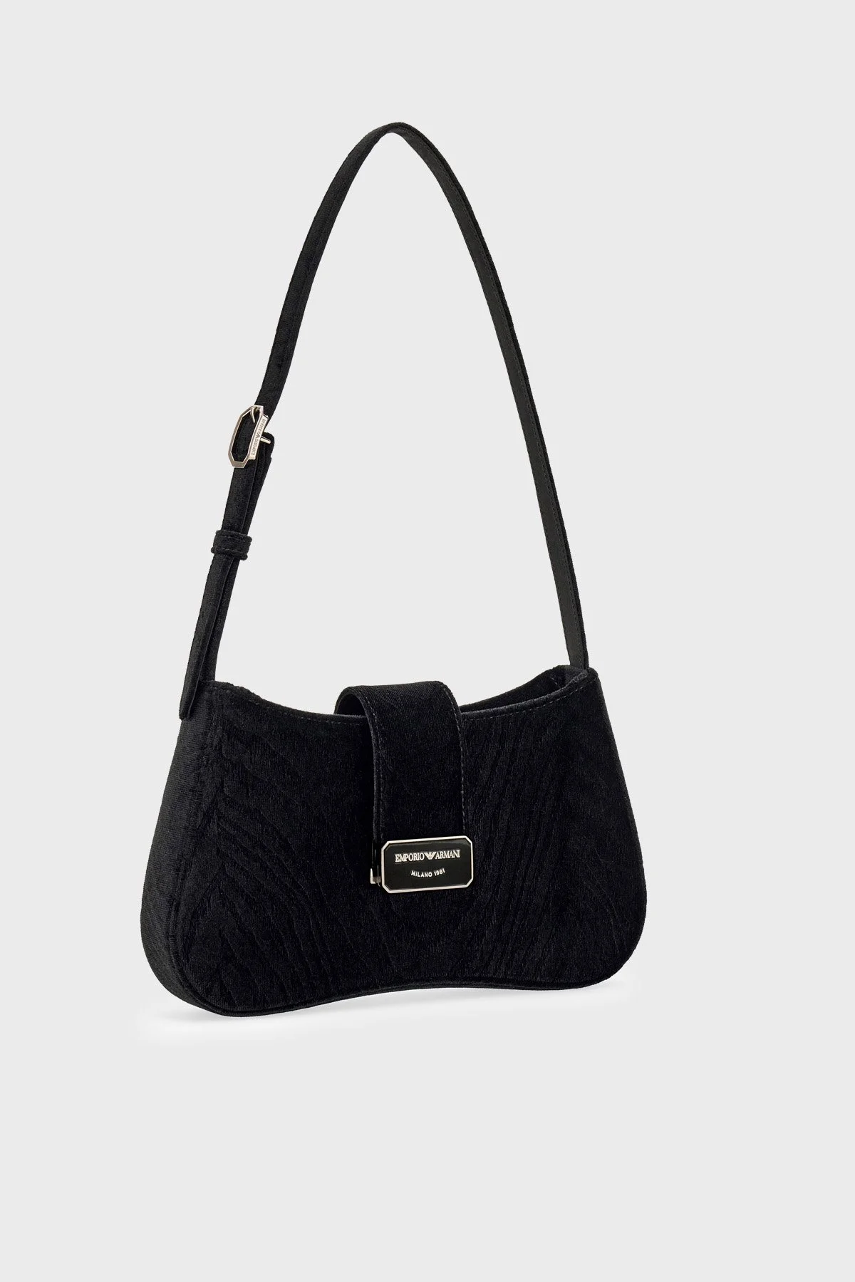 Emporio Armani Ayarlanabilir Askılı Kadife Kadın Çanta EW001778 AF28100 UC001 Siyah - 4